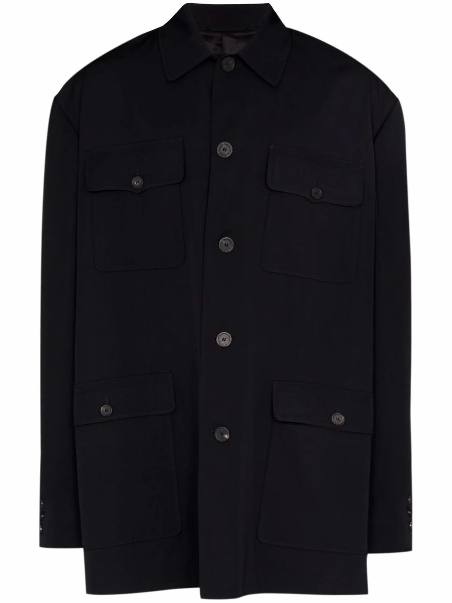 flap-pocket long-sleeve shirt jacket