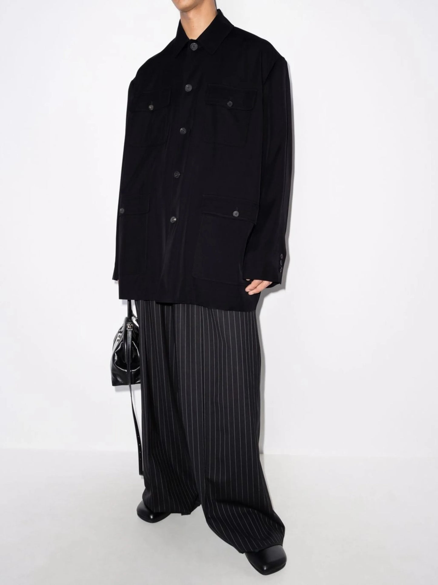 flap-pocket long-sleeve shirt jacket