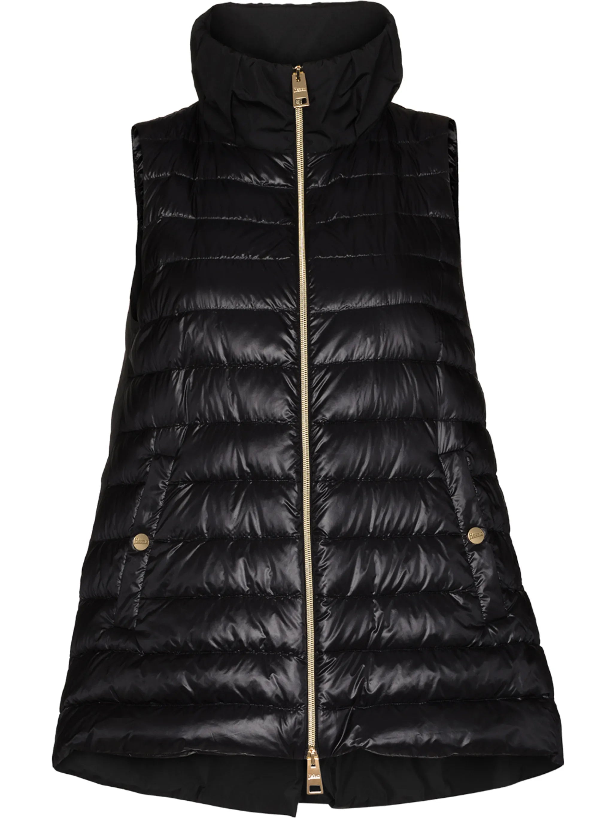 padded zip-fastening gilet