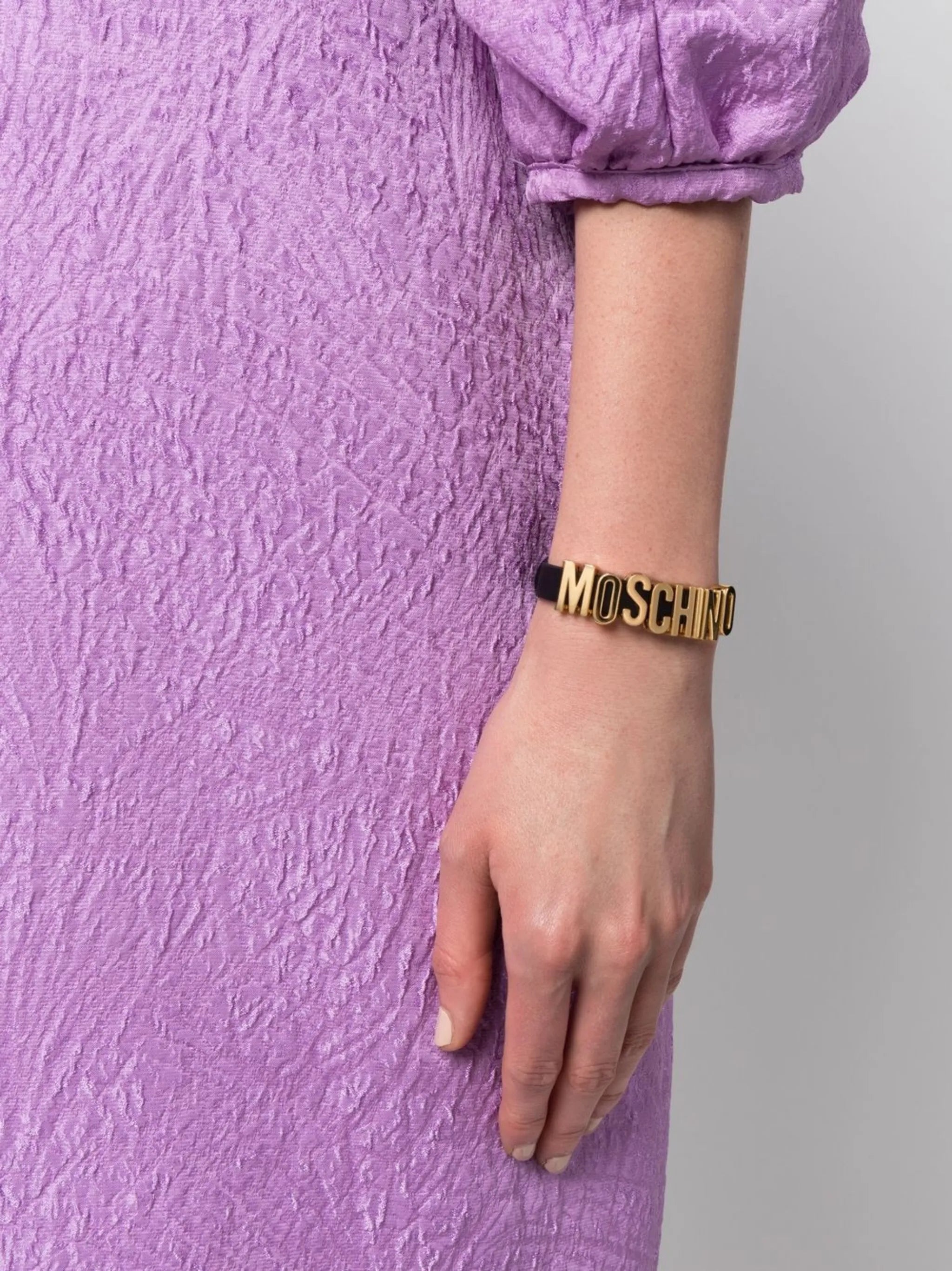 logo-lettering leather bracelet
