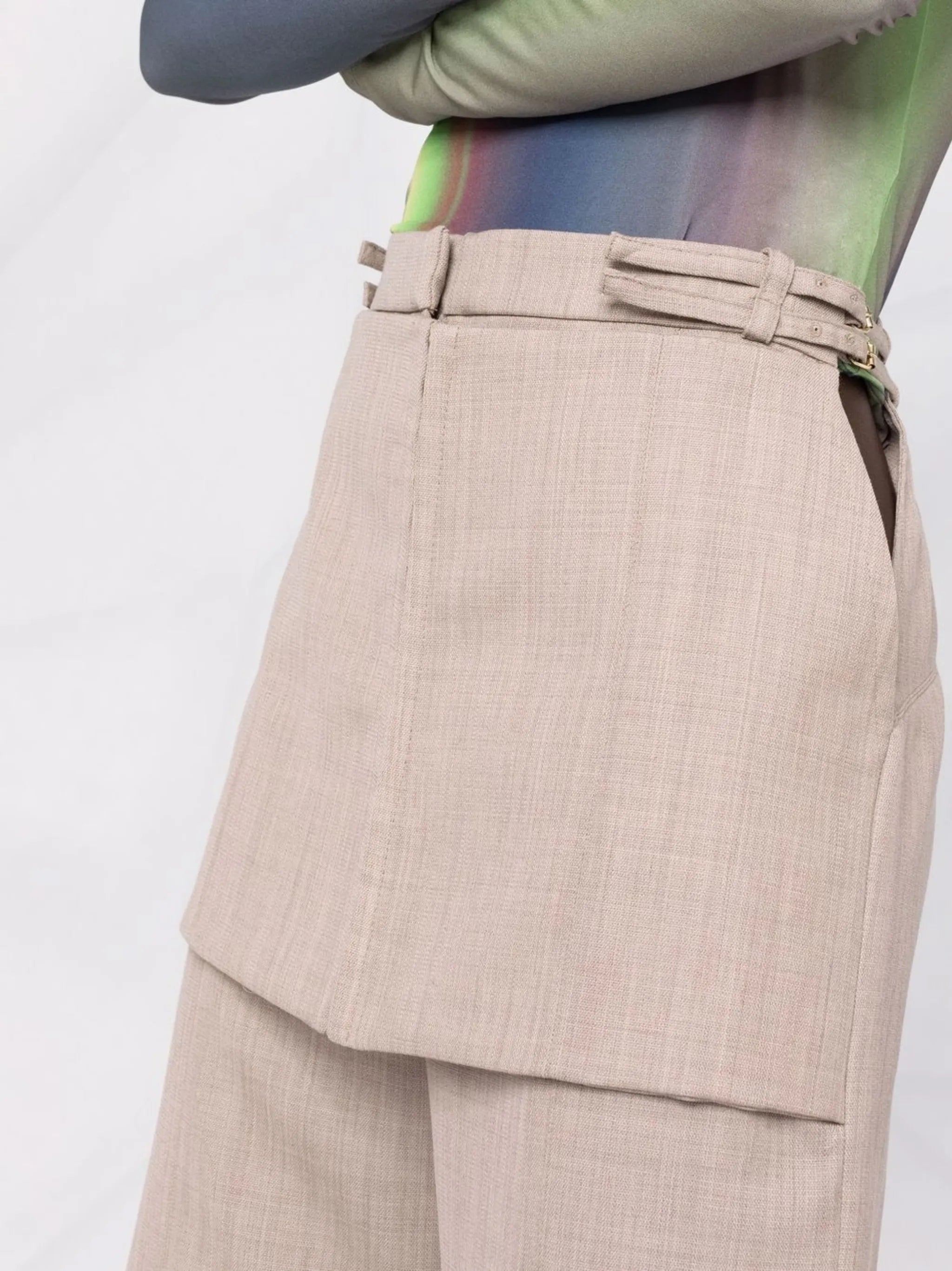 high-waisted panelled trousers