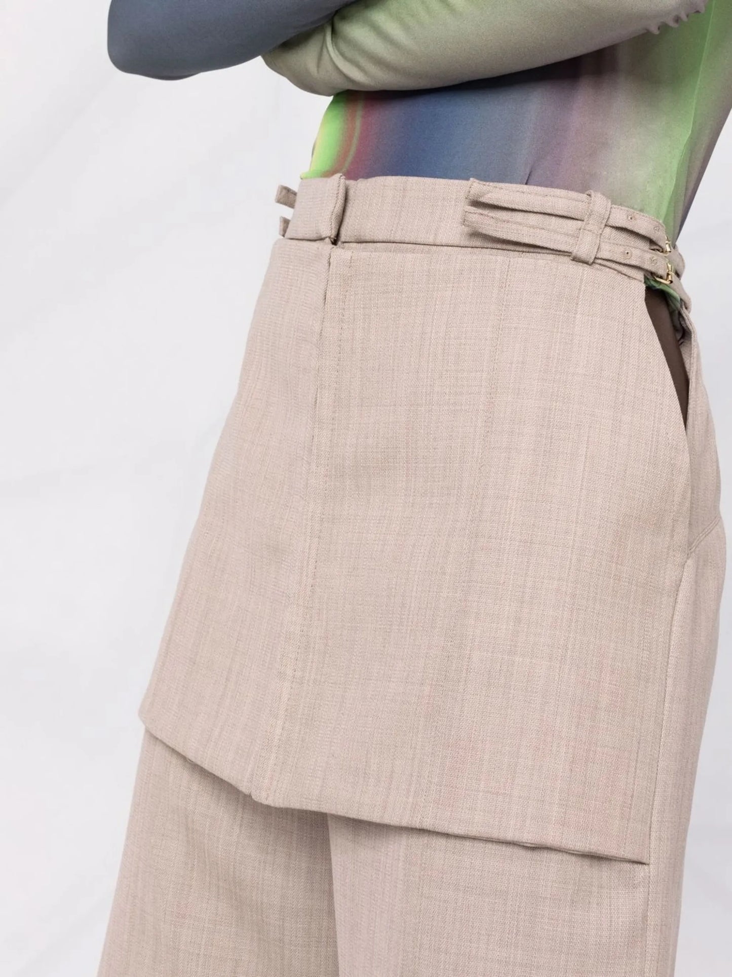 high-waisted panelled trousers