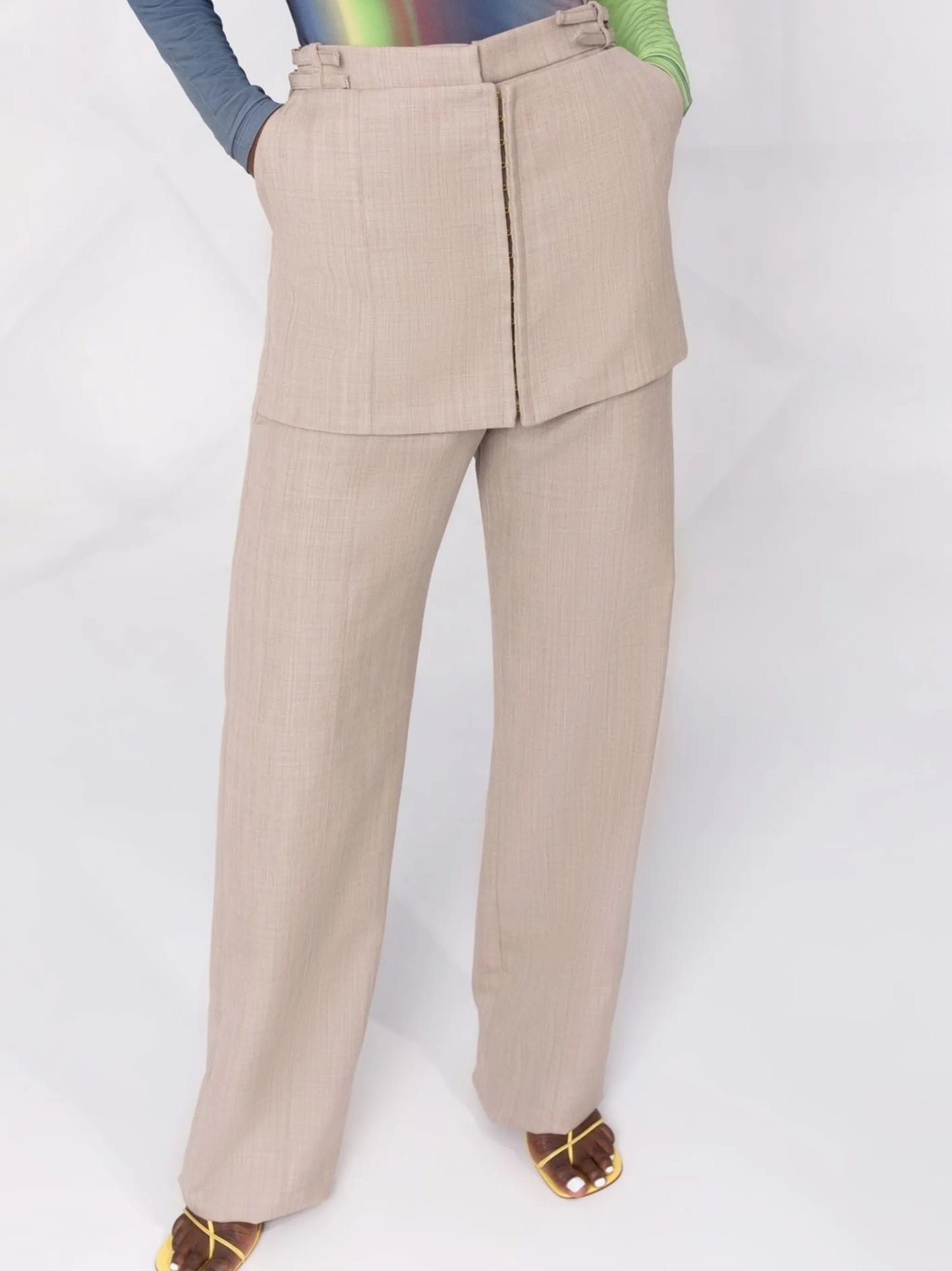 high-waisted panelled trousers