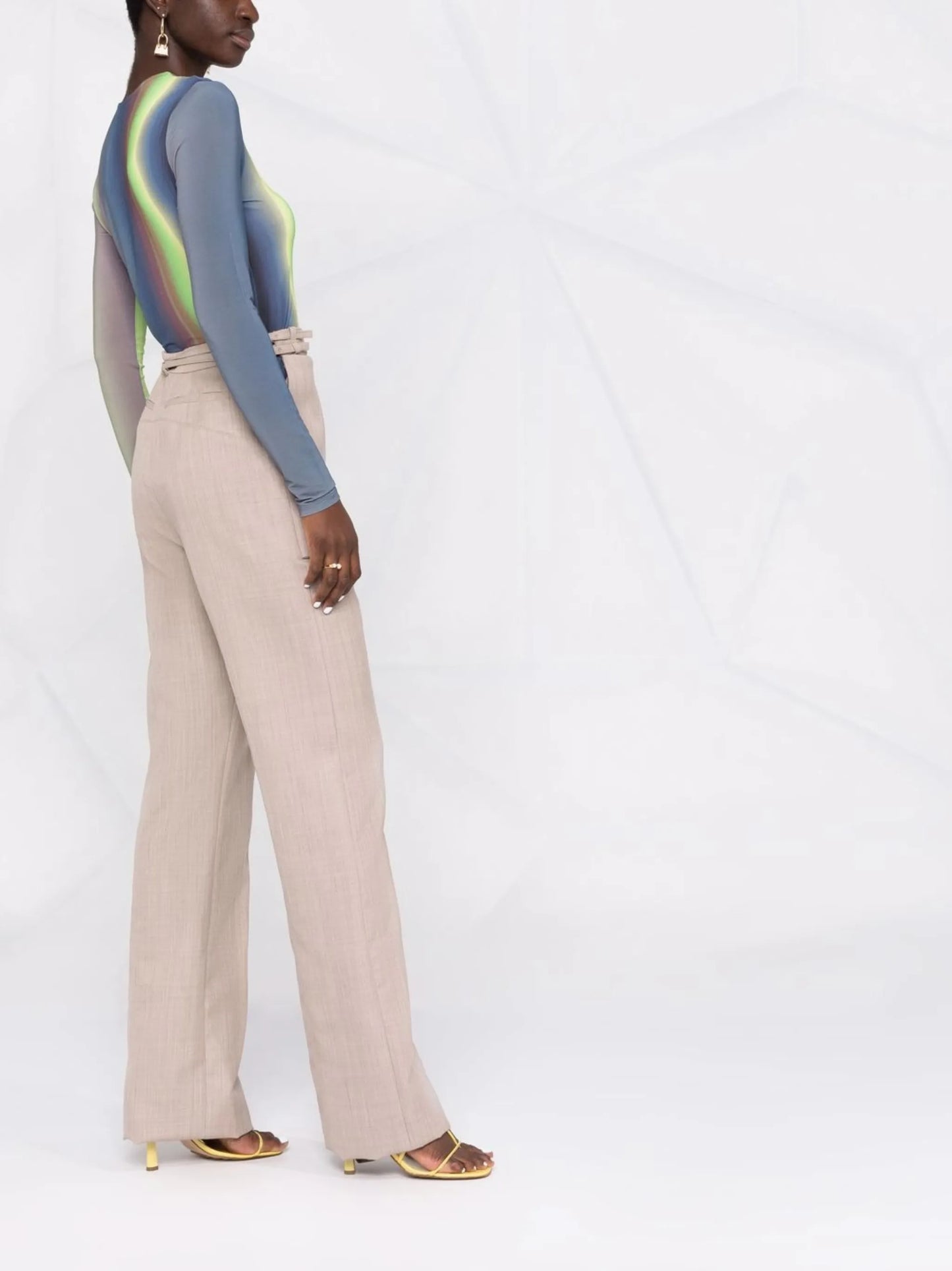 high-waisted panelled trousers