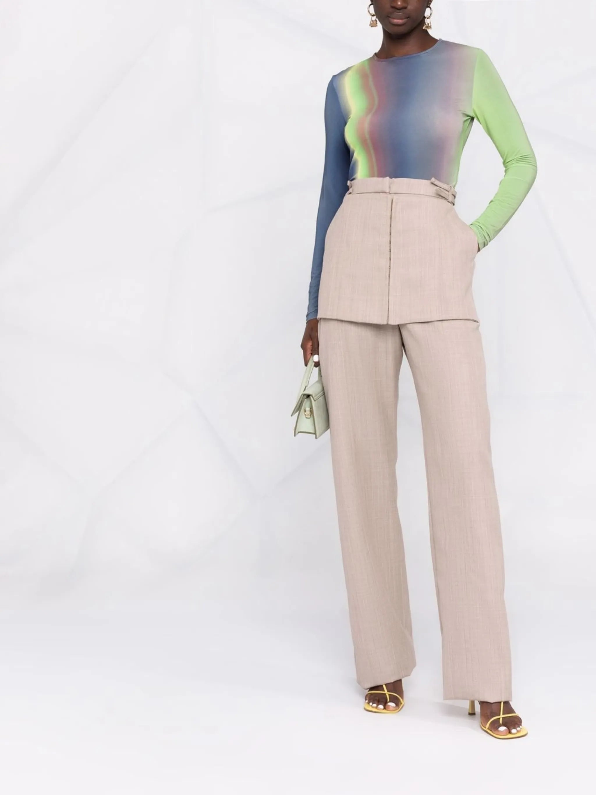 high-waisted panelled trousers