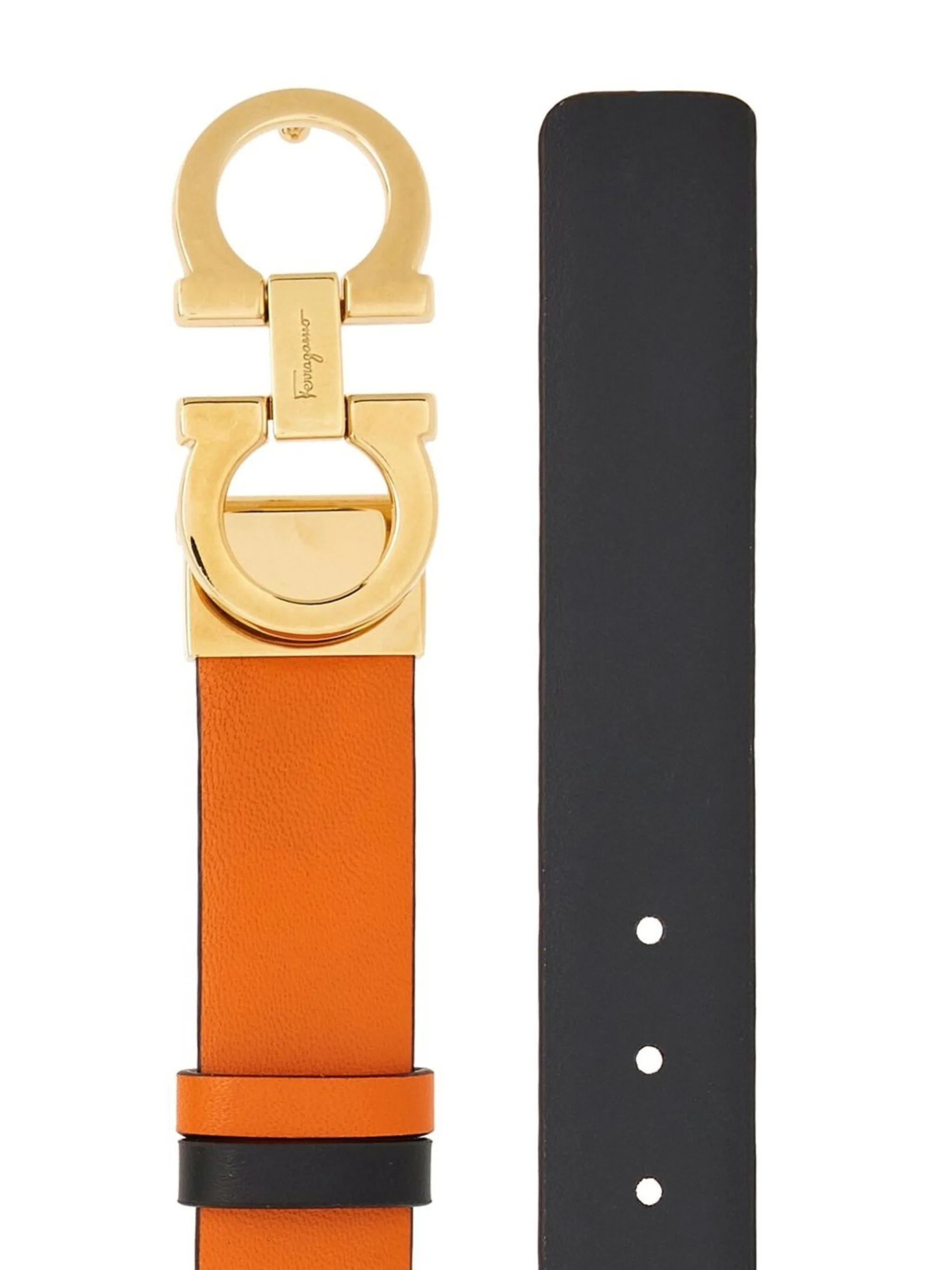 Gancini-buckle reversible belt