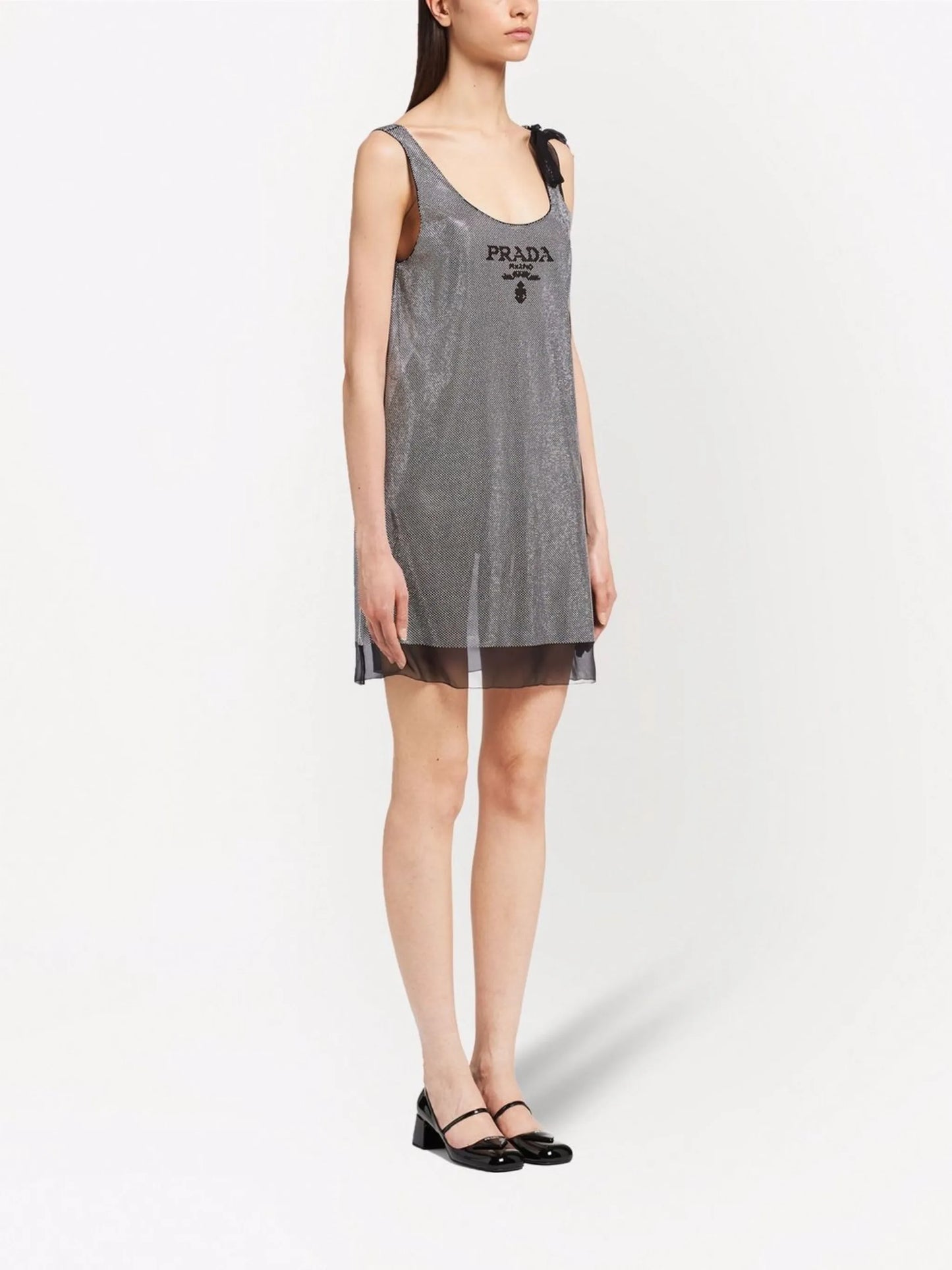 crystal-embellished chiffon dress
