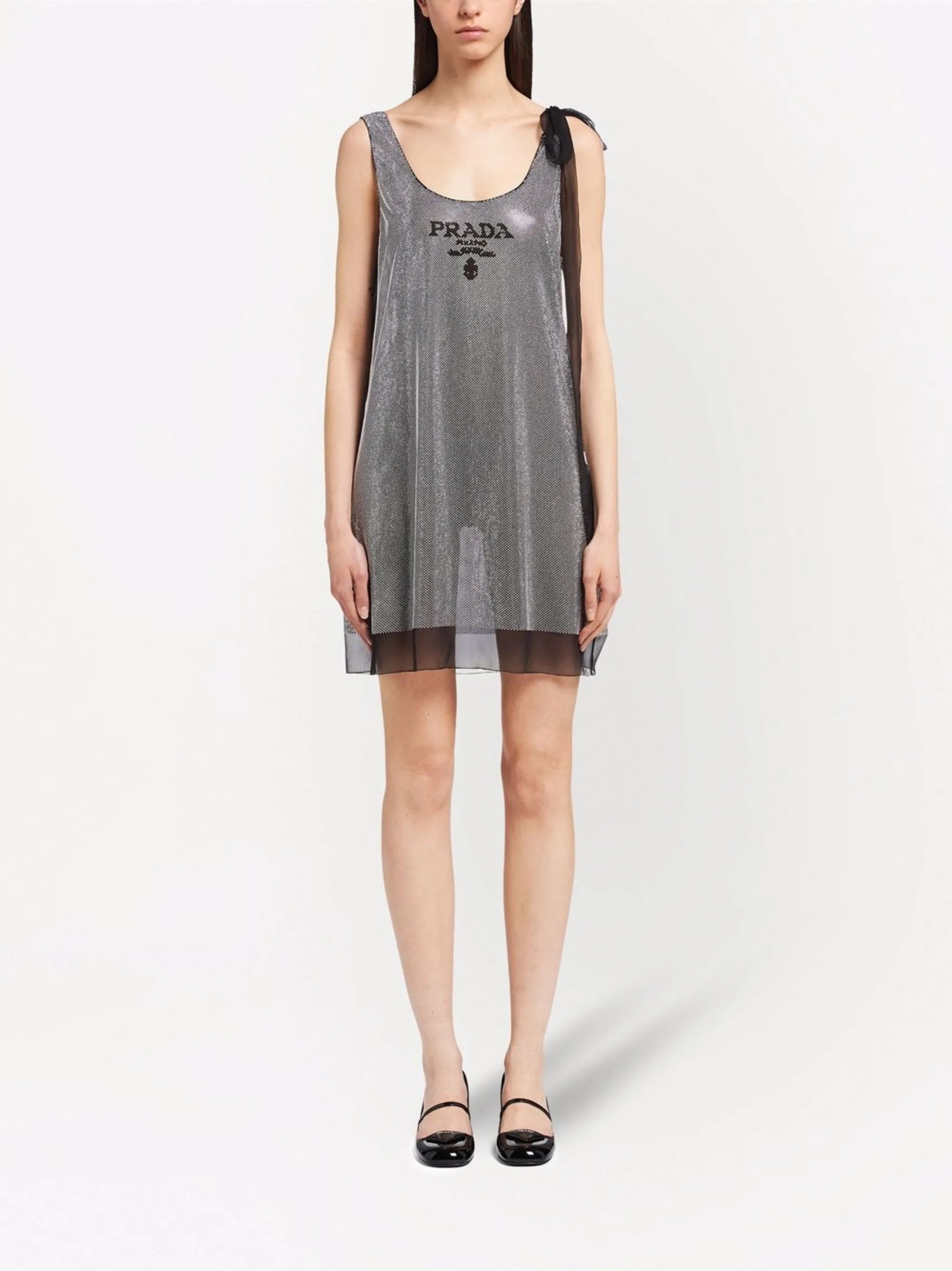 crystal-embellished chiffon dress