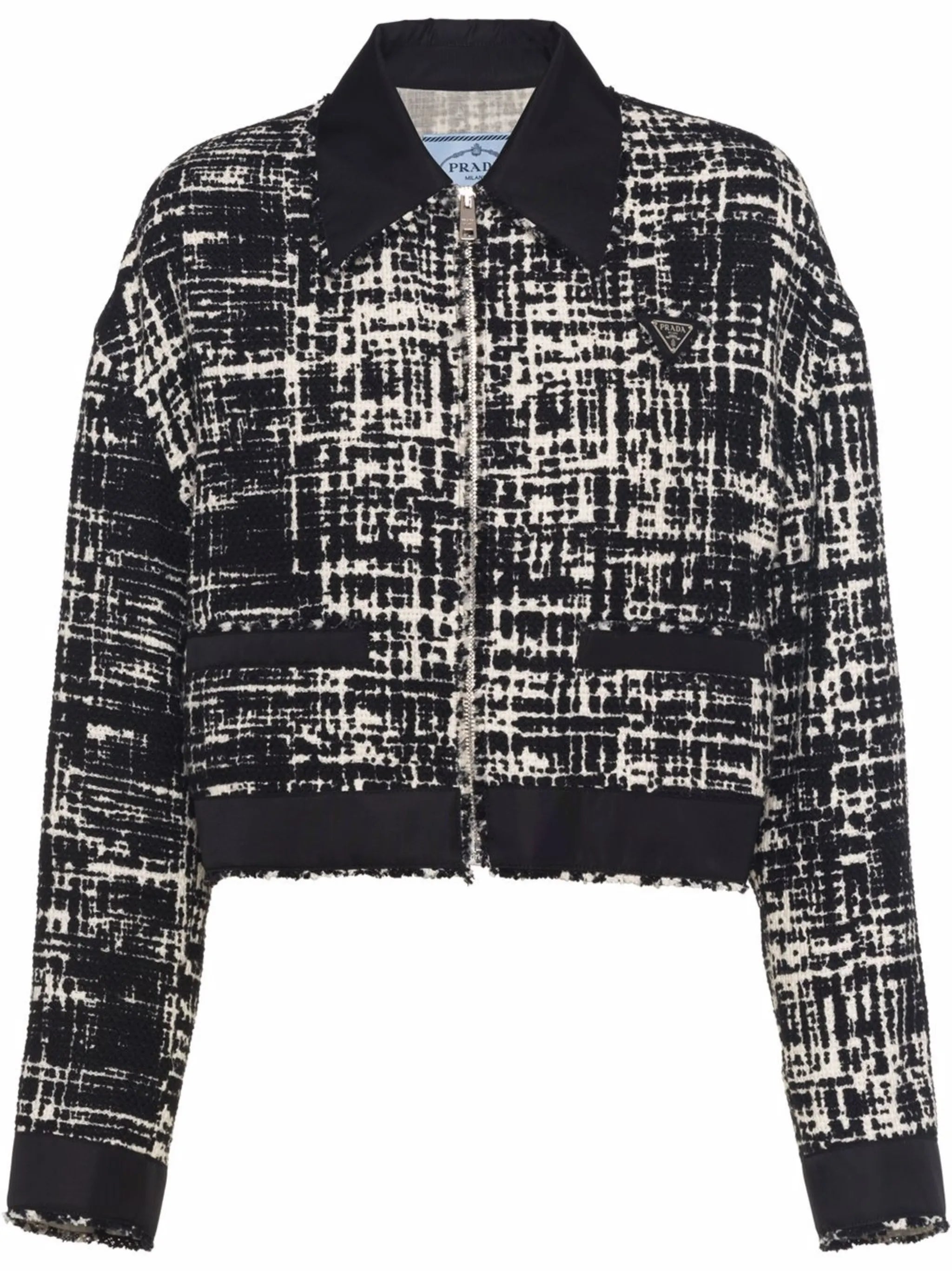 Re-Nylon cropped tweed jacket