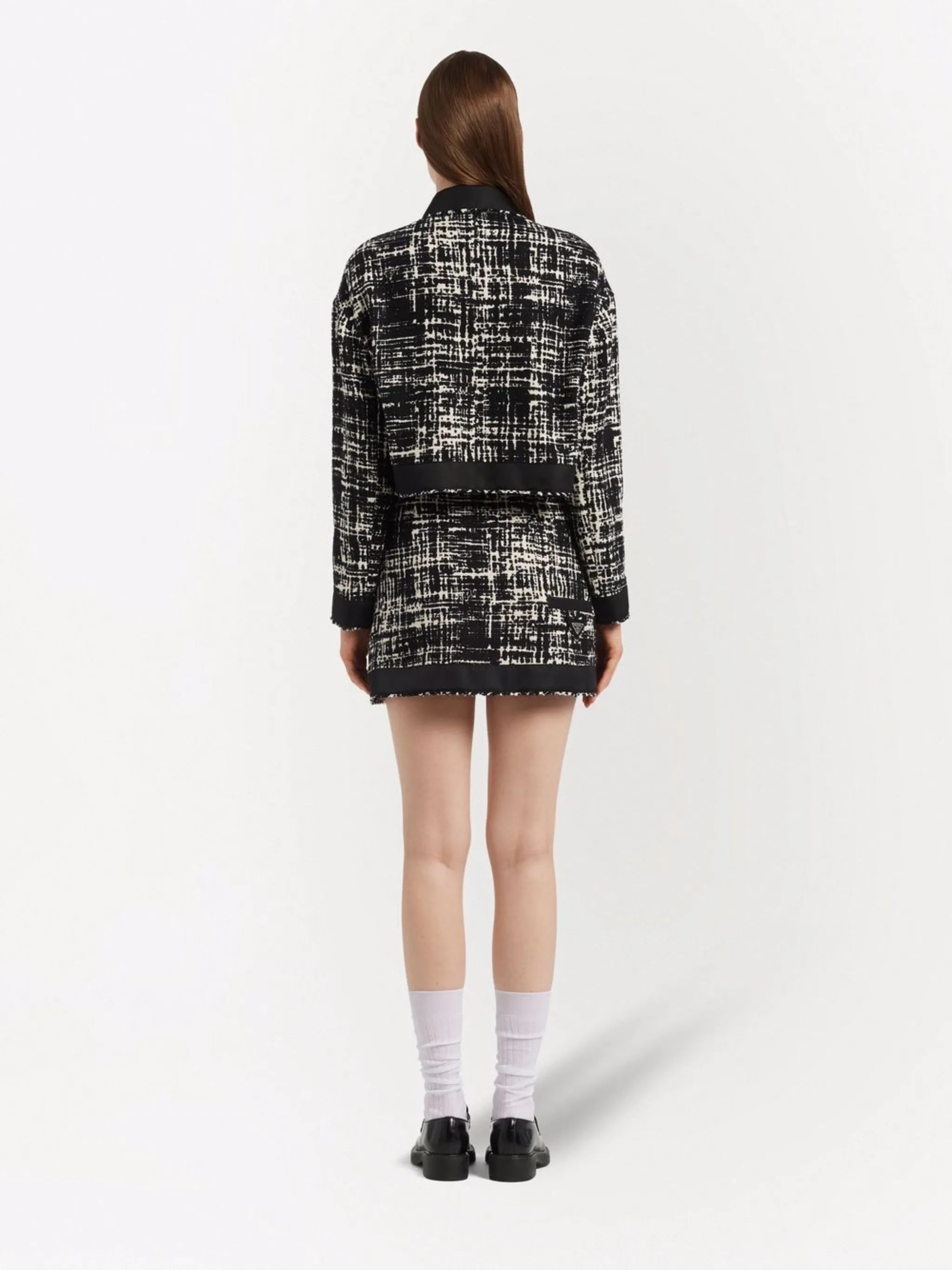 Re-Nylon cropped tweed jacket