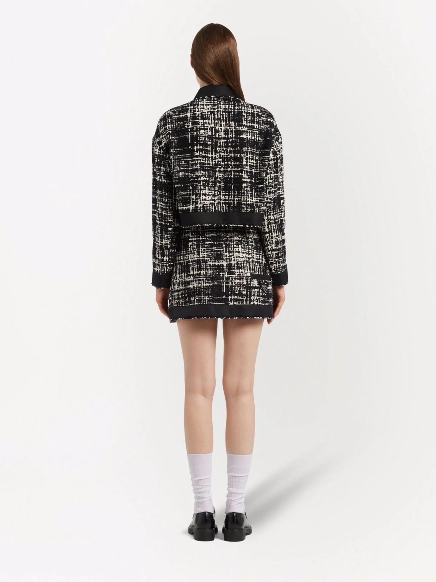 Re-Nylon cropped tweed jacket