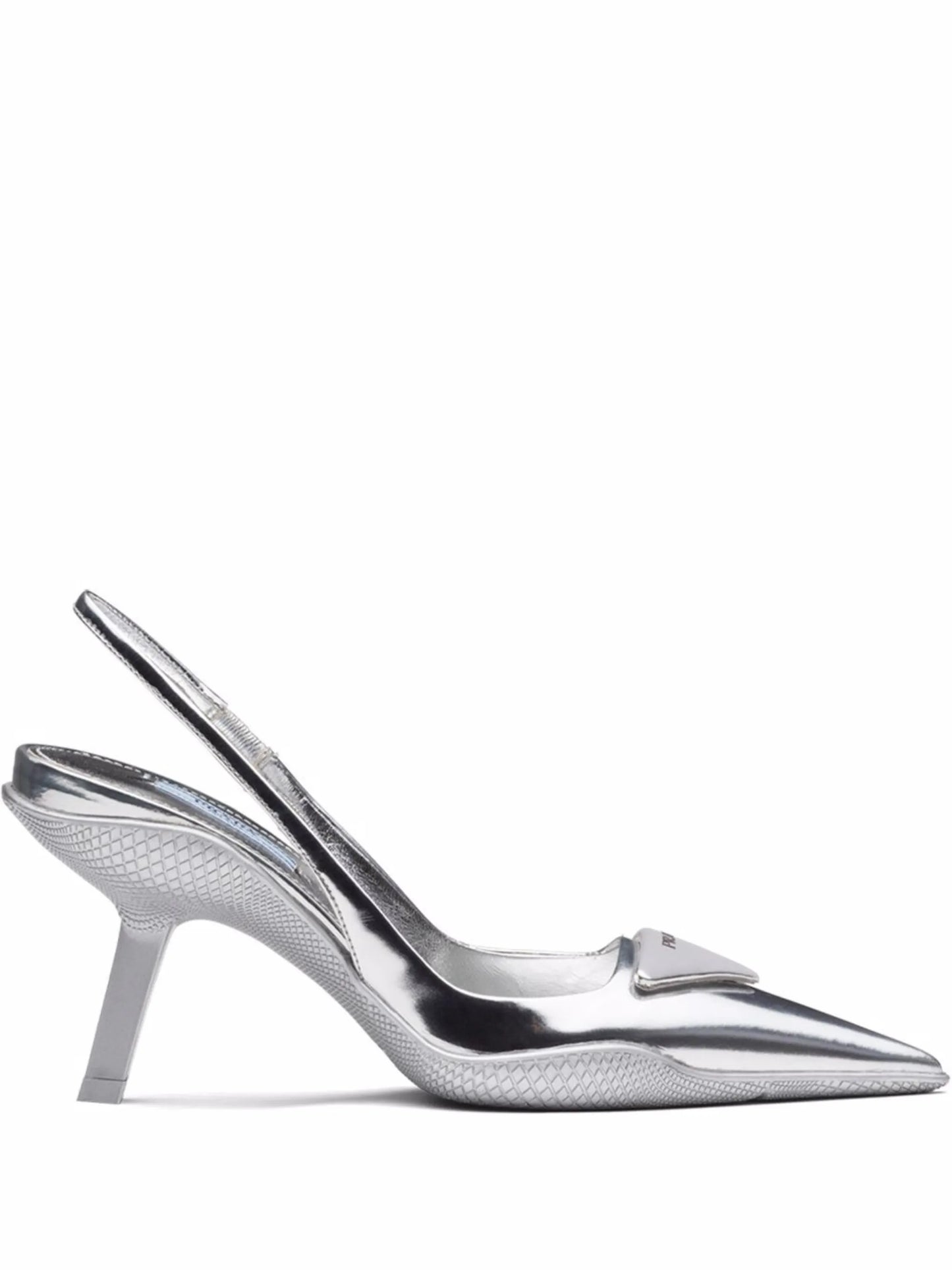 metallic-finish slingback pumps