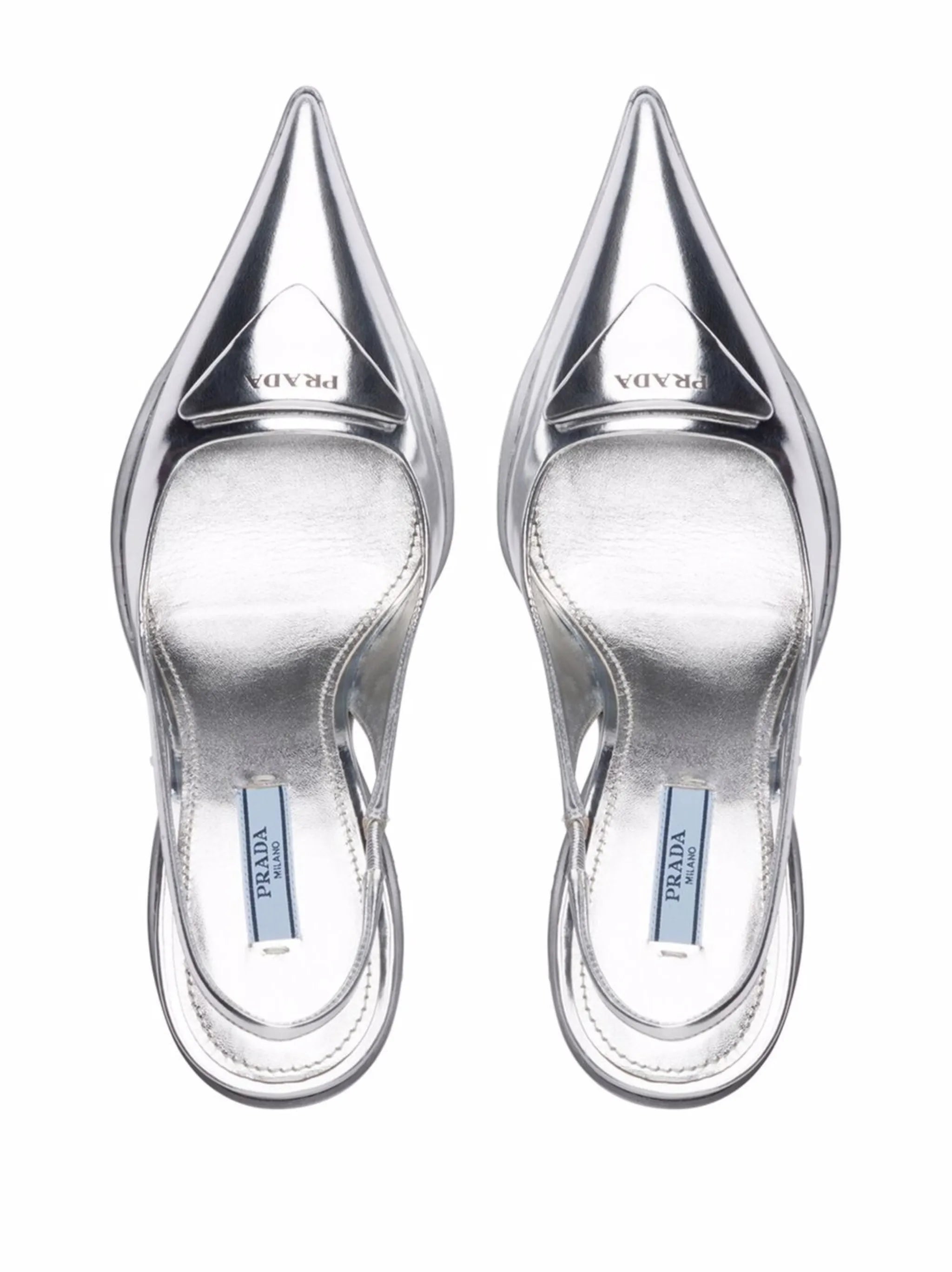 metallic-finish slingback pumps