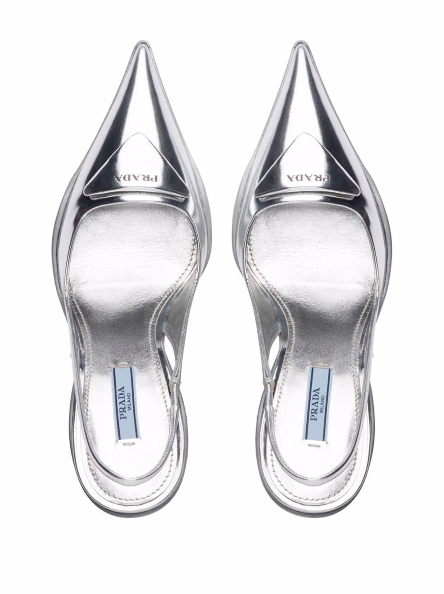 metallic-finish slingback pumps