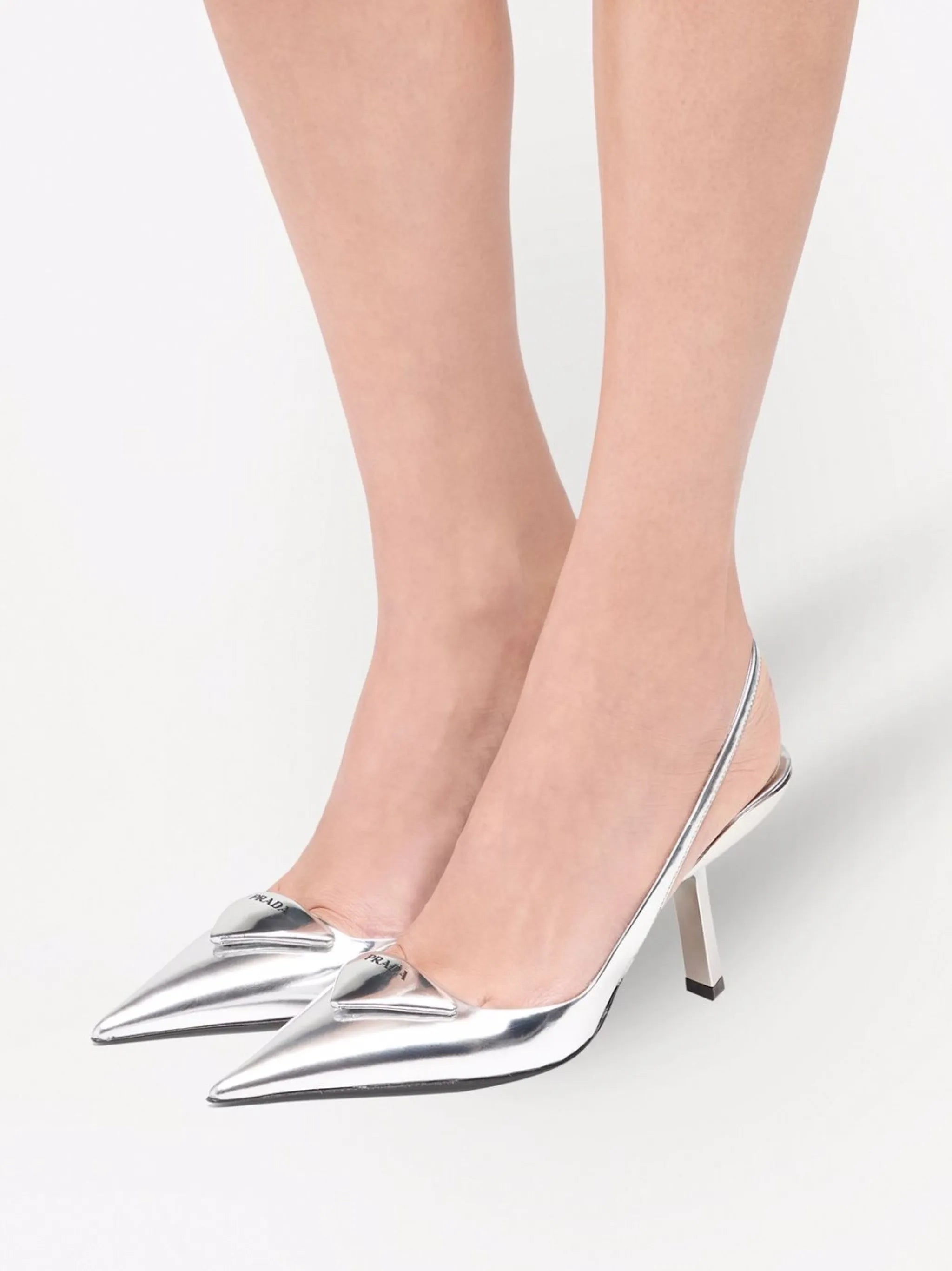 metallic-finish slingback pumps