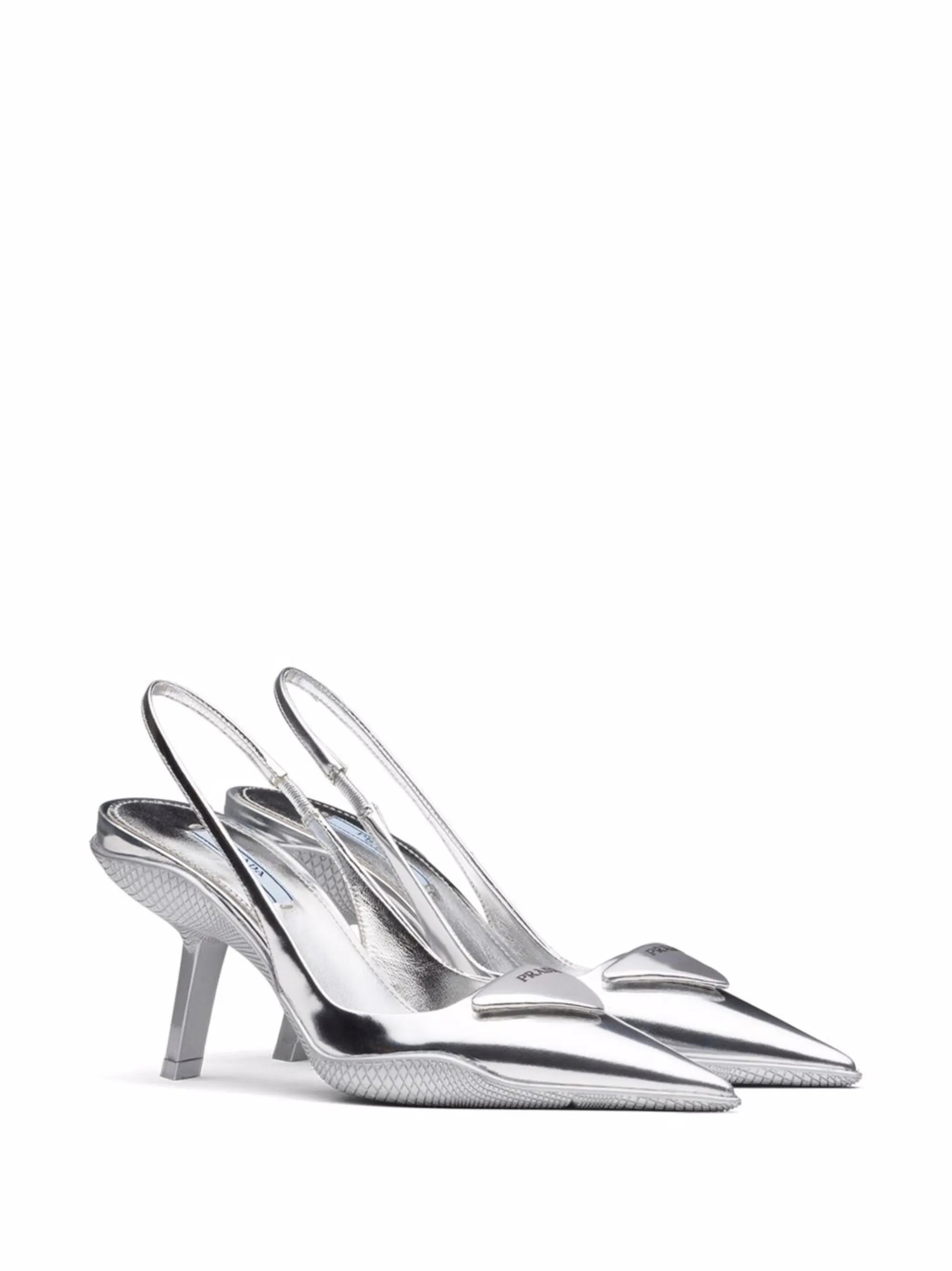 metallic-finish slingback pumps