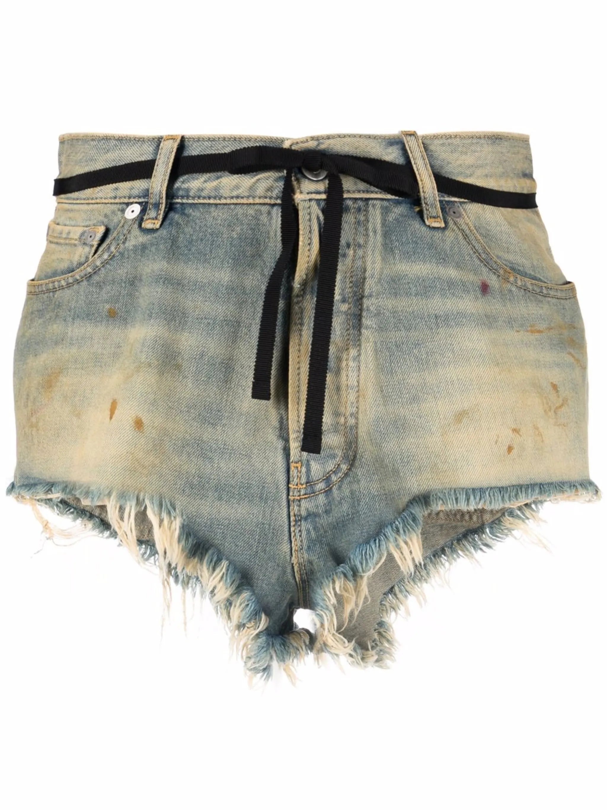 mid-rise distressed denim shorts