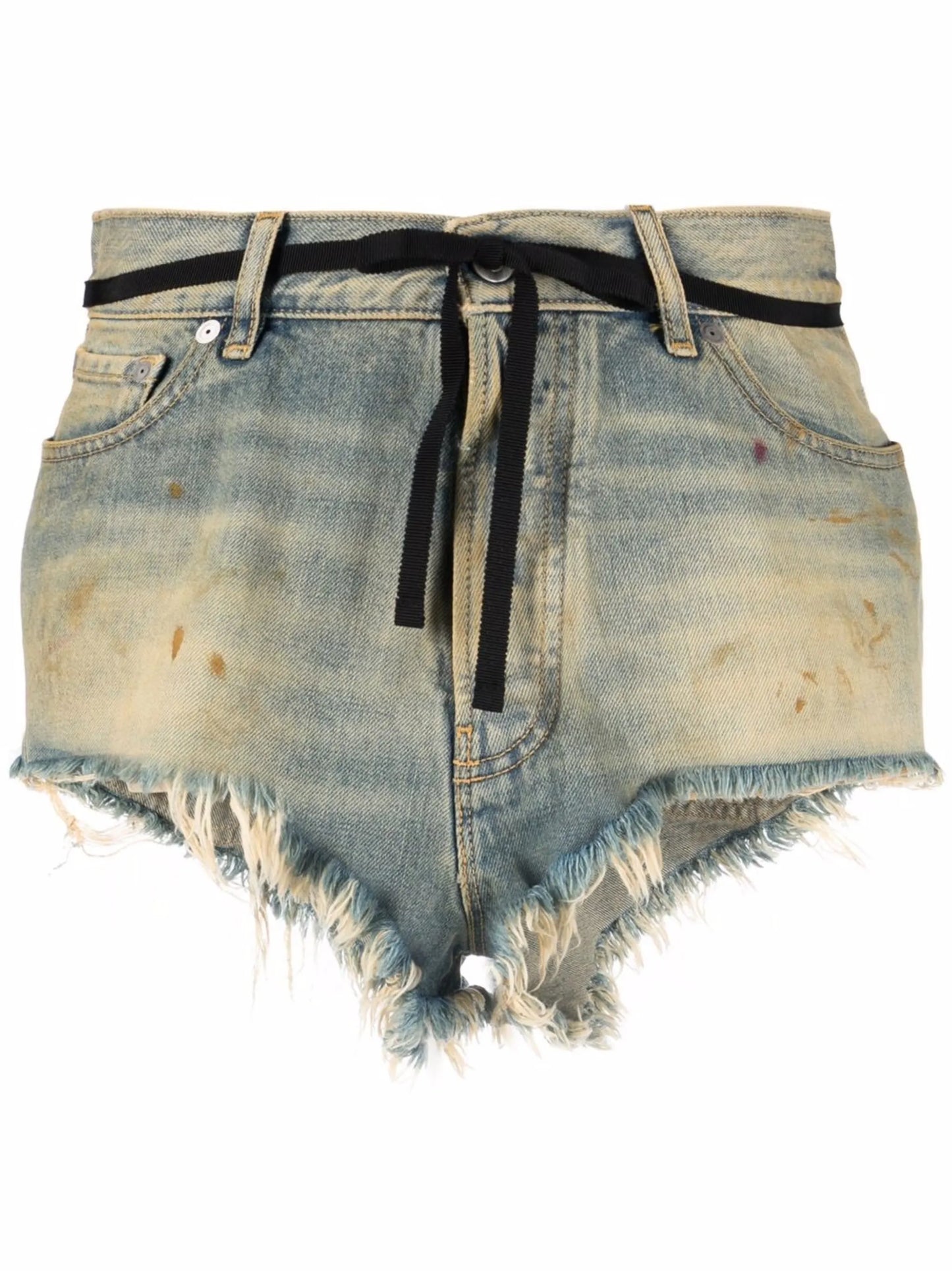 mid-rise distressed denim shorts
