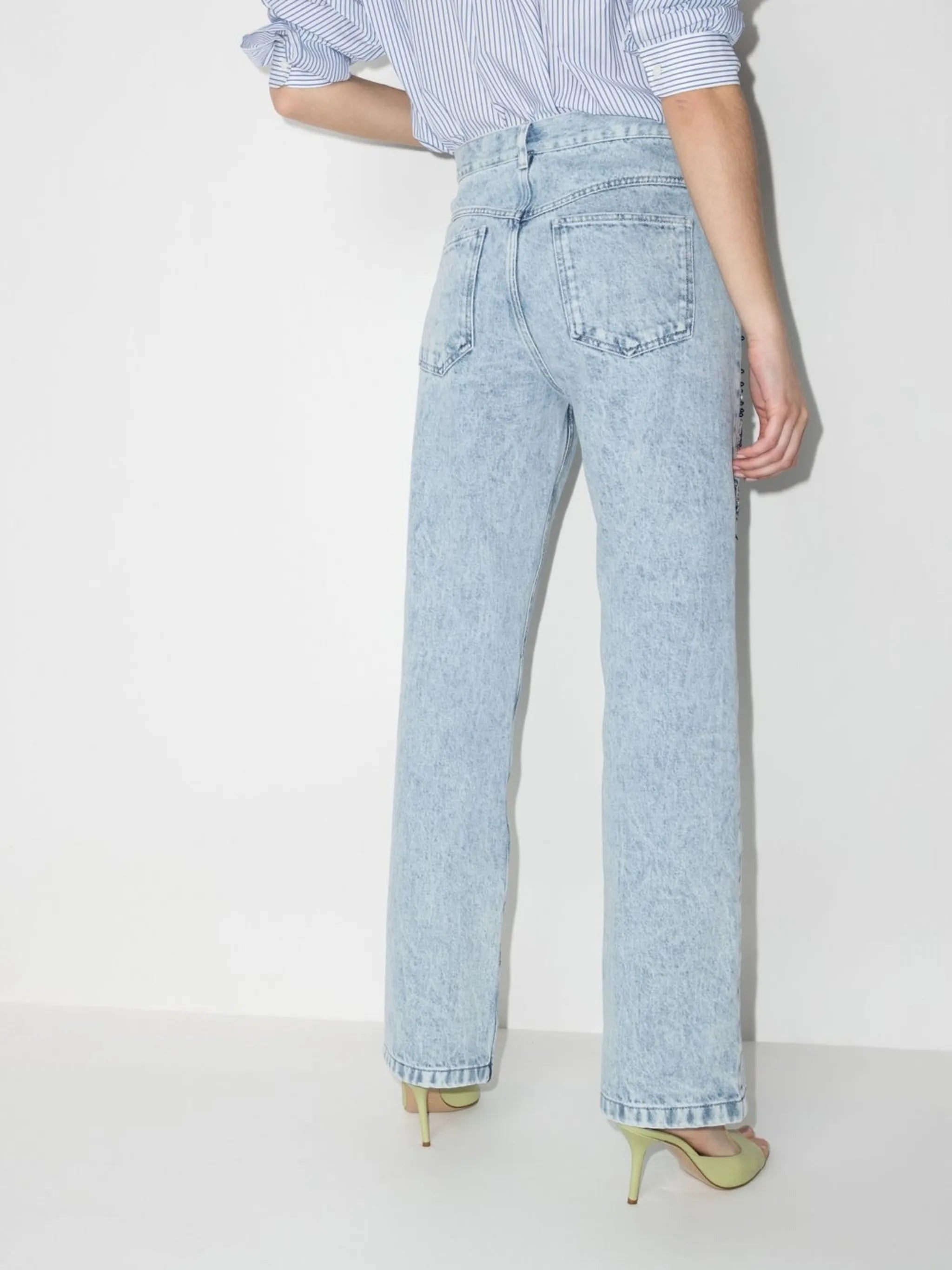 floral-embroidered straight-leg jeans