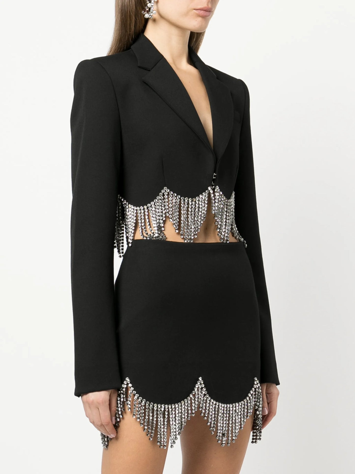 crystal-embellished cropped blazer