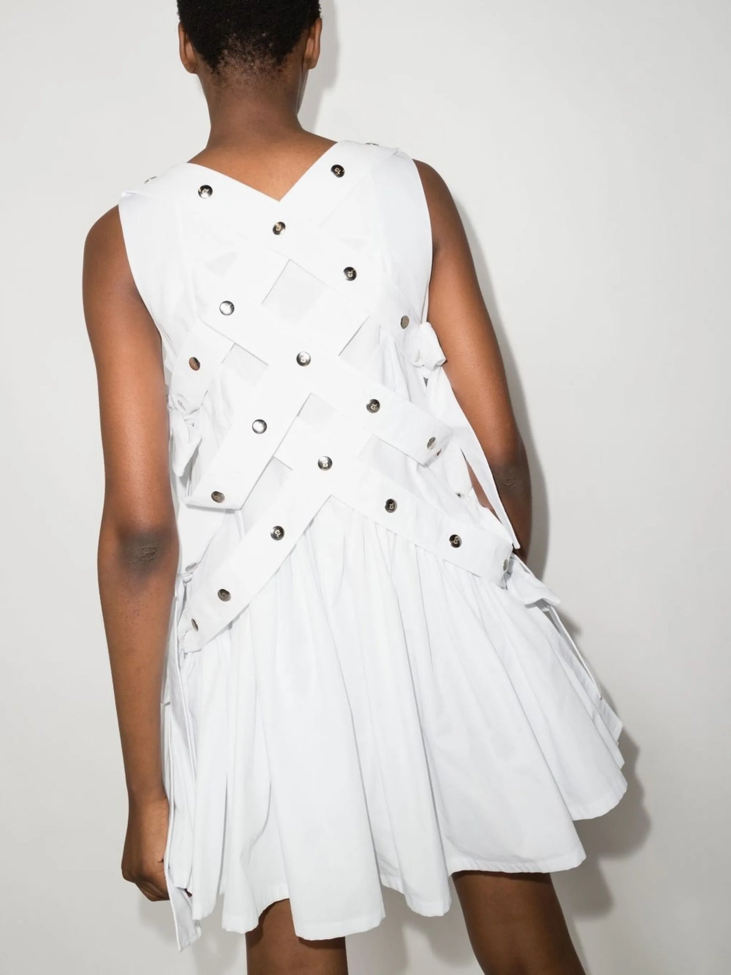 cotton pleated mini dress