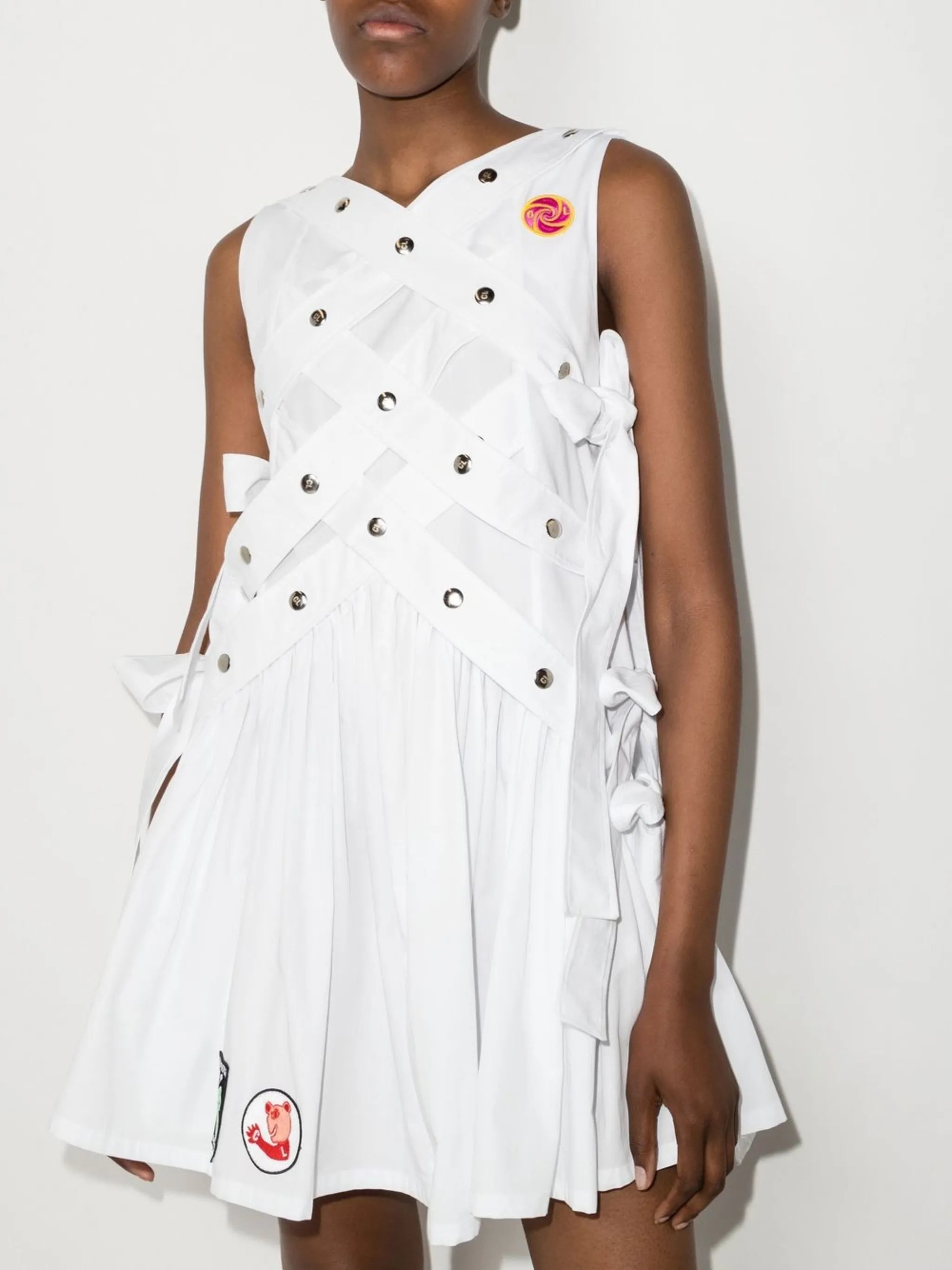 cotton pleated mini dress