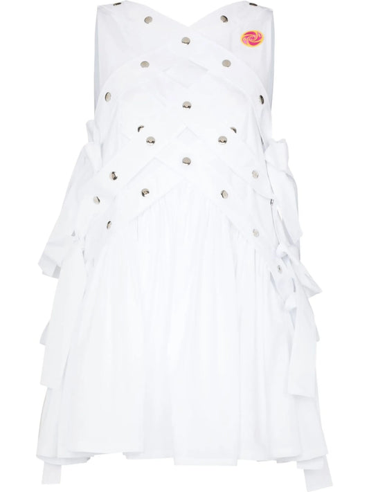 cotton pleated mini dress