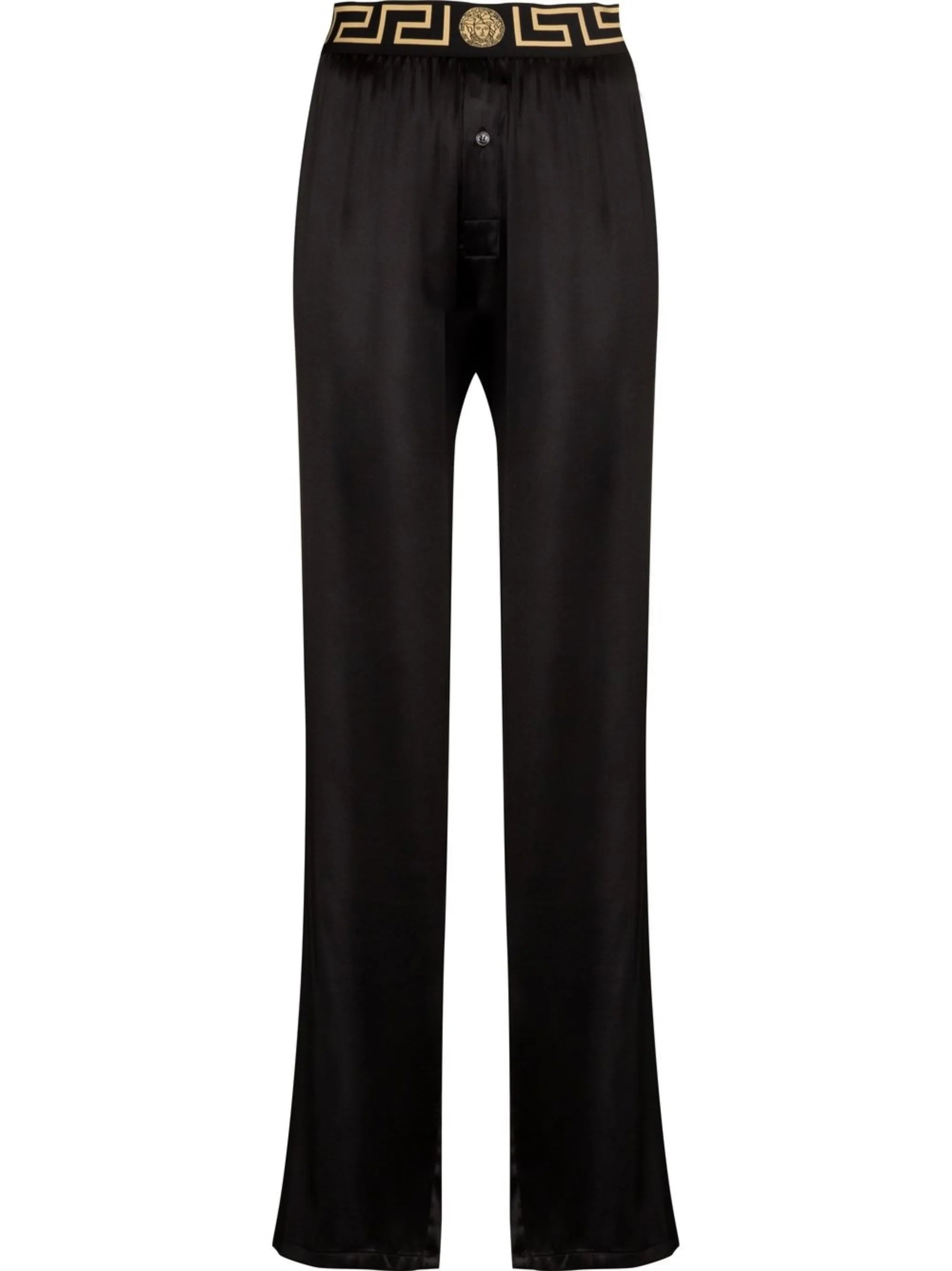 Greca-pattern elasticated-waistband trousers