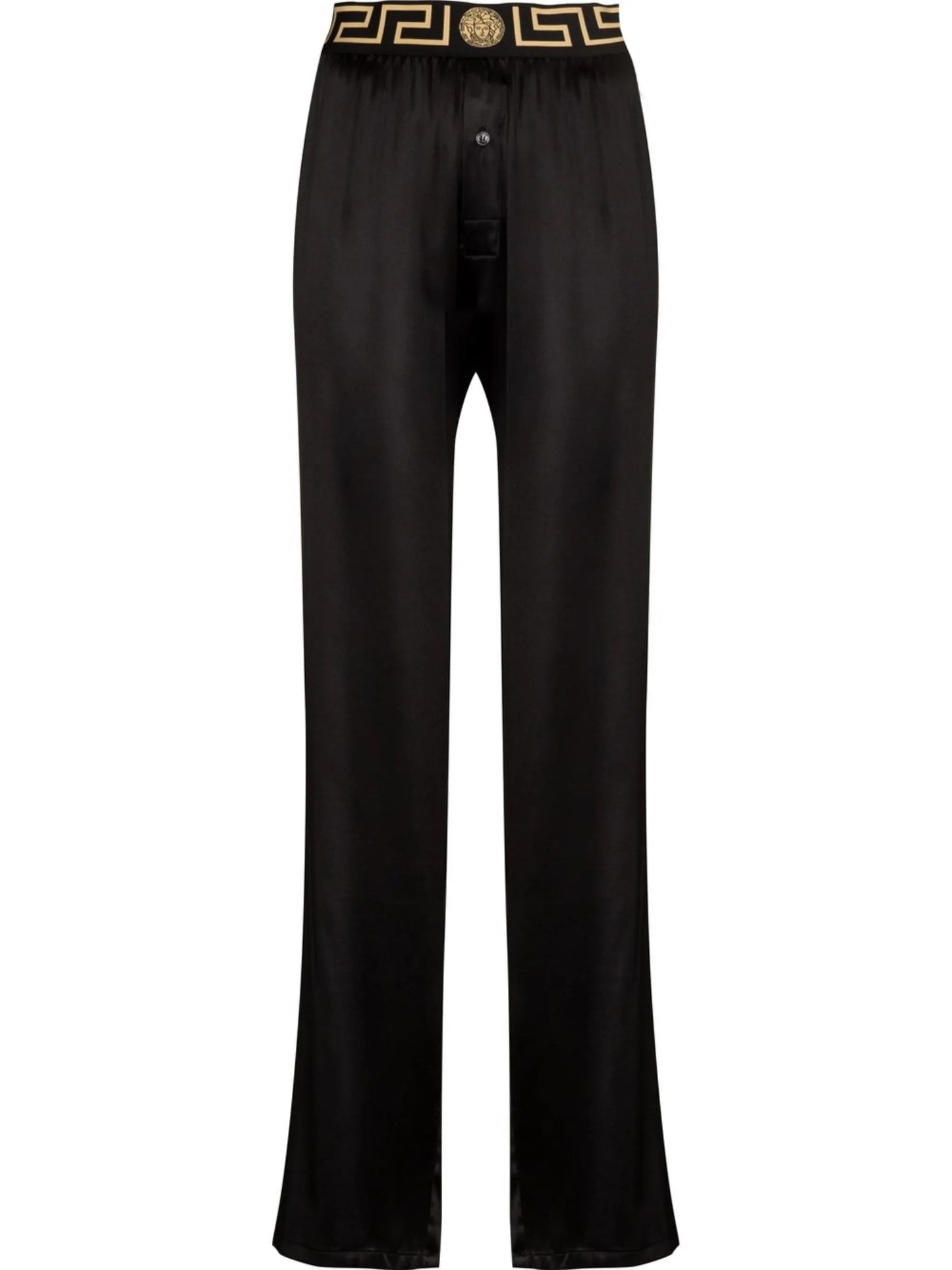 Greca-pattern elasticated-waistband trousers