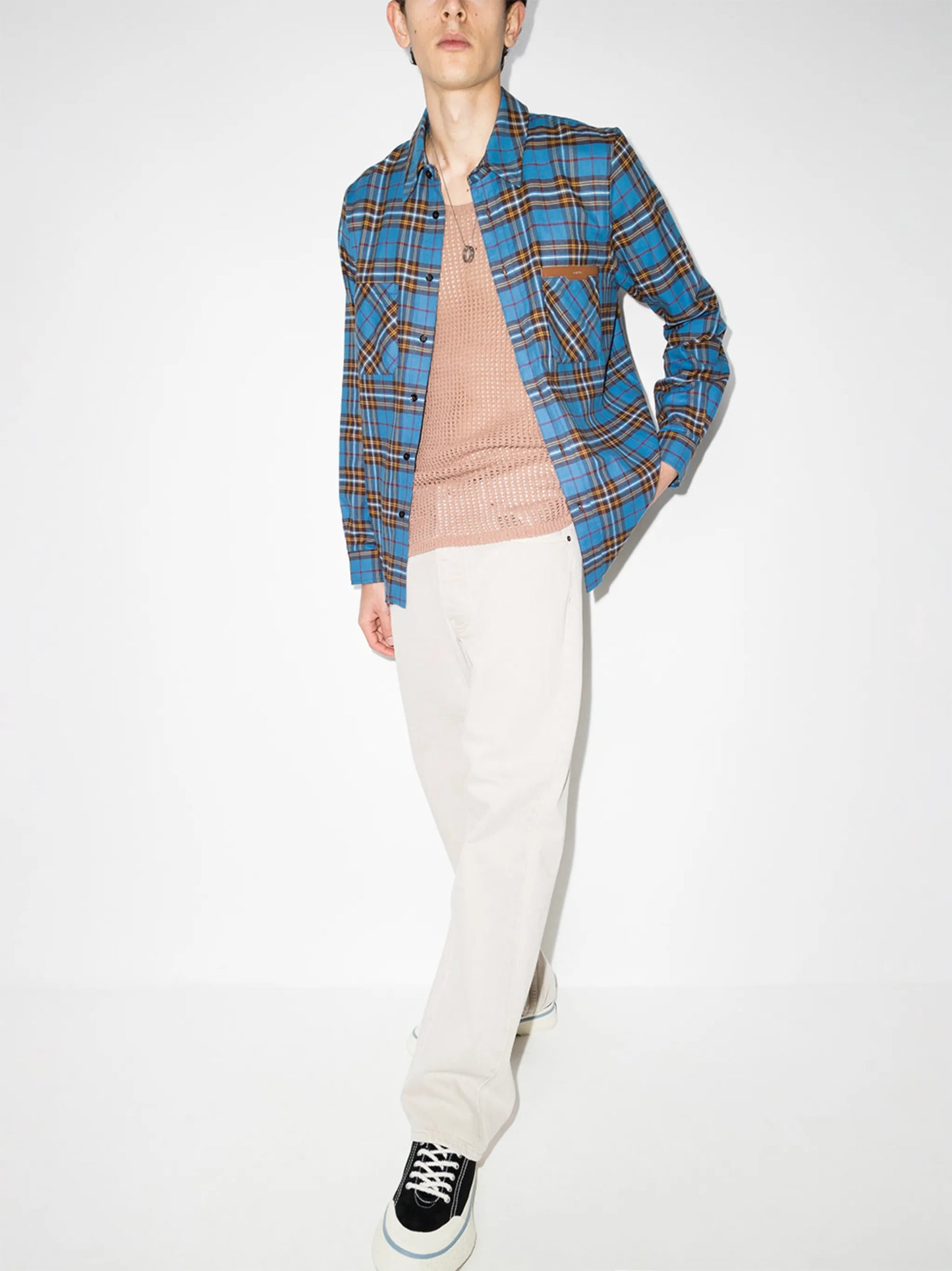 LOGO FLANNEL Casual Button-Down Shirts "Black"