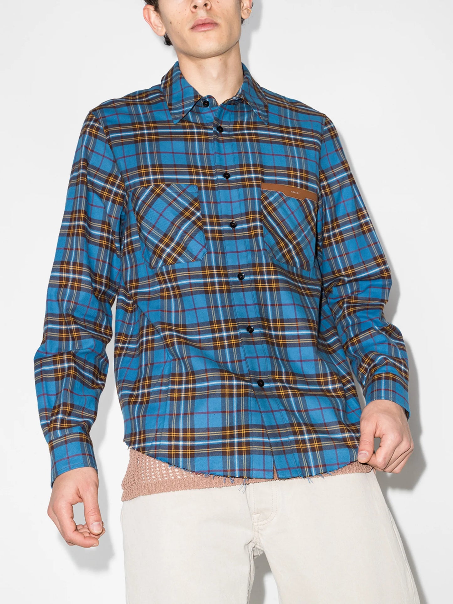 LOGO FLANNEL Casual Button-Down Shirts "Black"