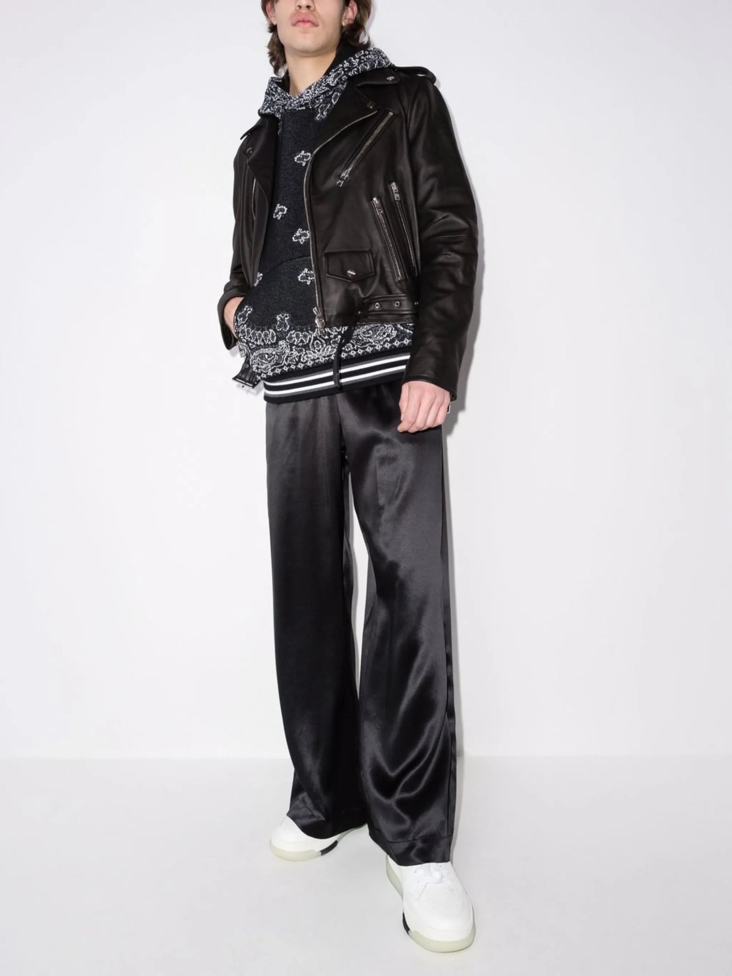 paint embroidery leather jacket