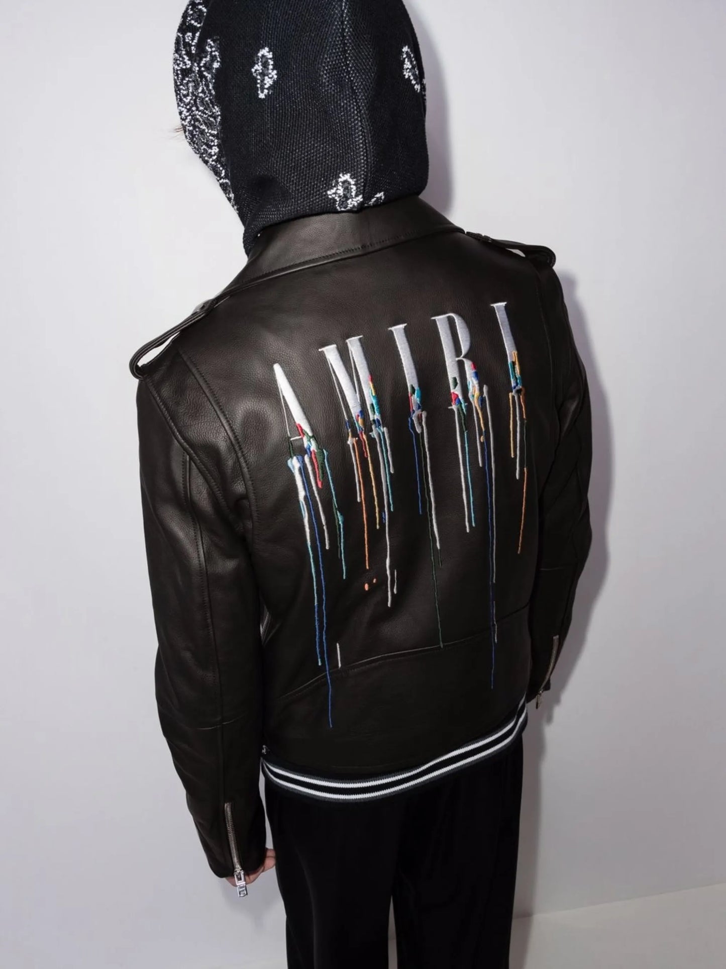 paint embroidery leather jacket