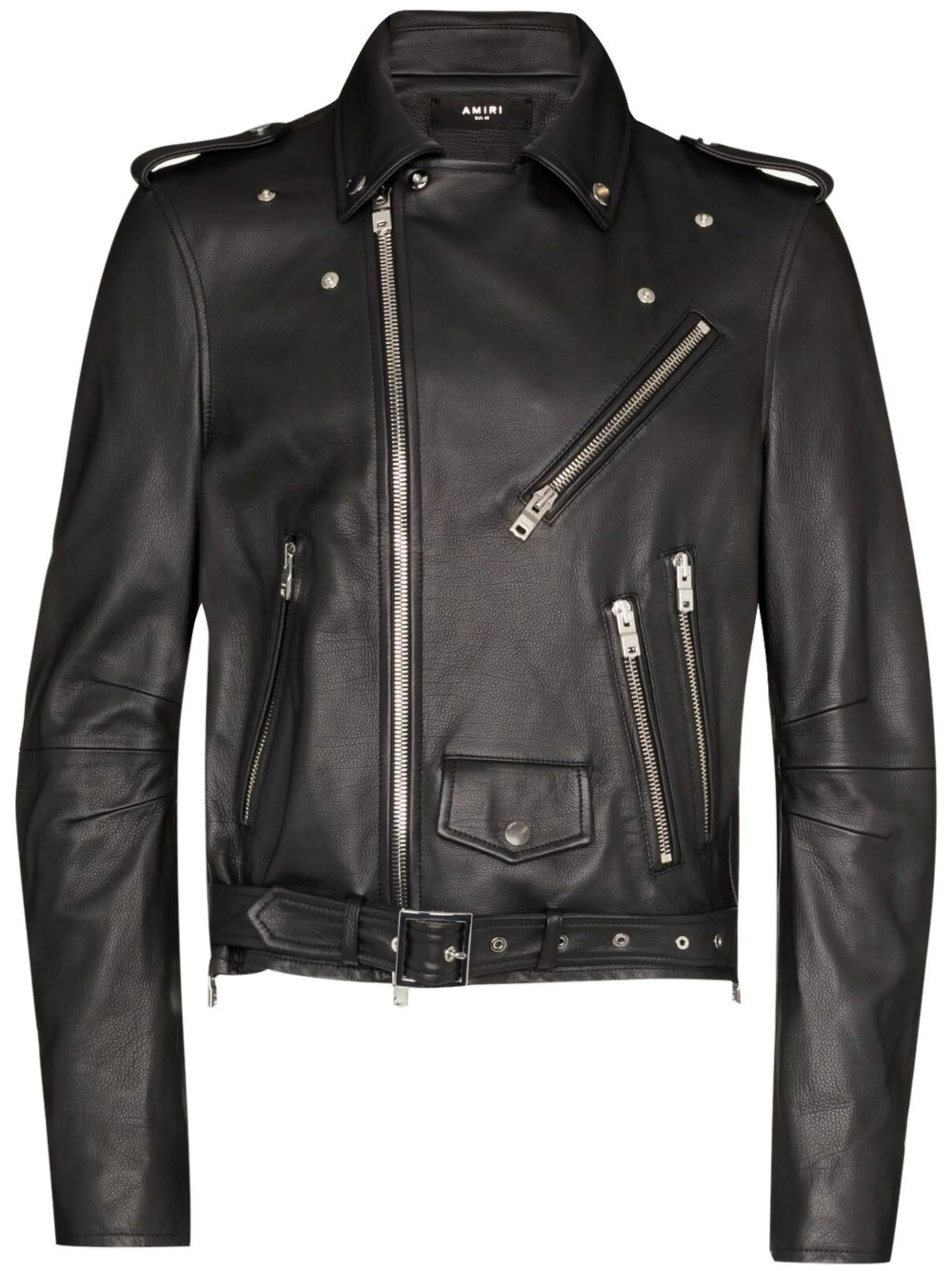 PERFECTO WITH PAINT EMBROIDERY Black Leather Jacket 