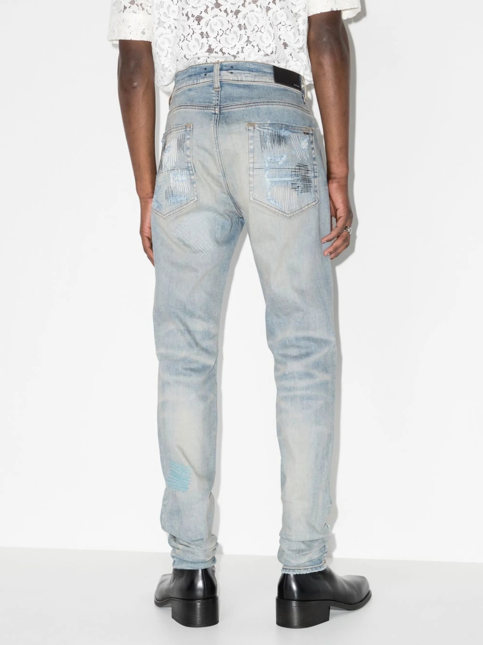 distressed-finish skinny jeans