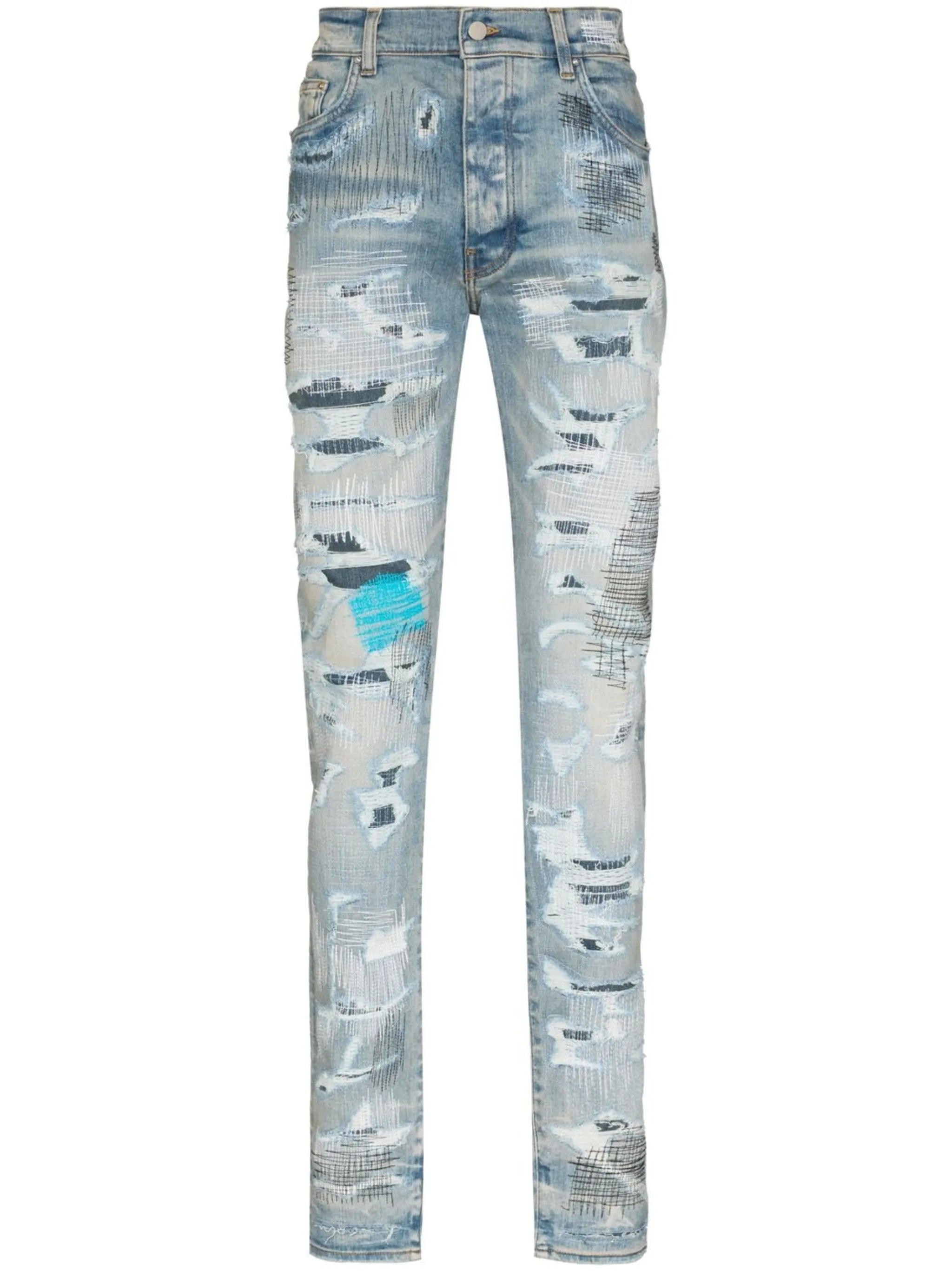 distressed-finish skinny jeans