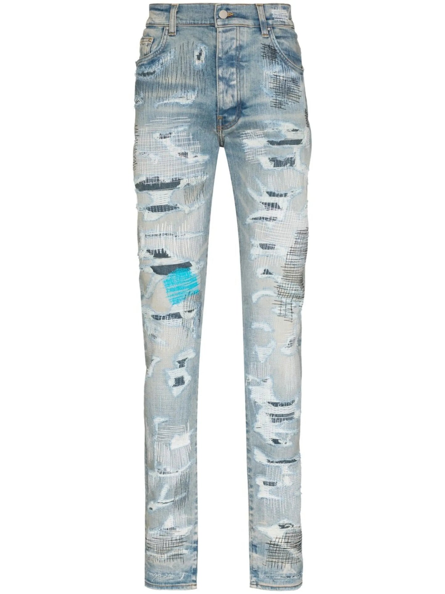 distressed-finish skinny jeans