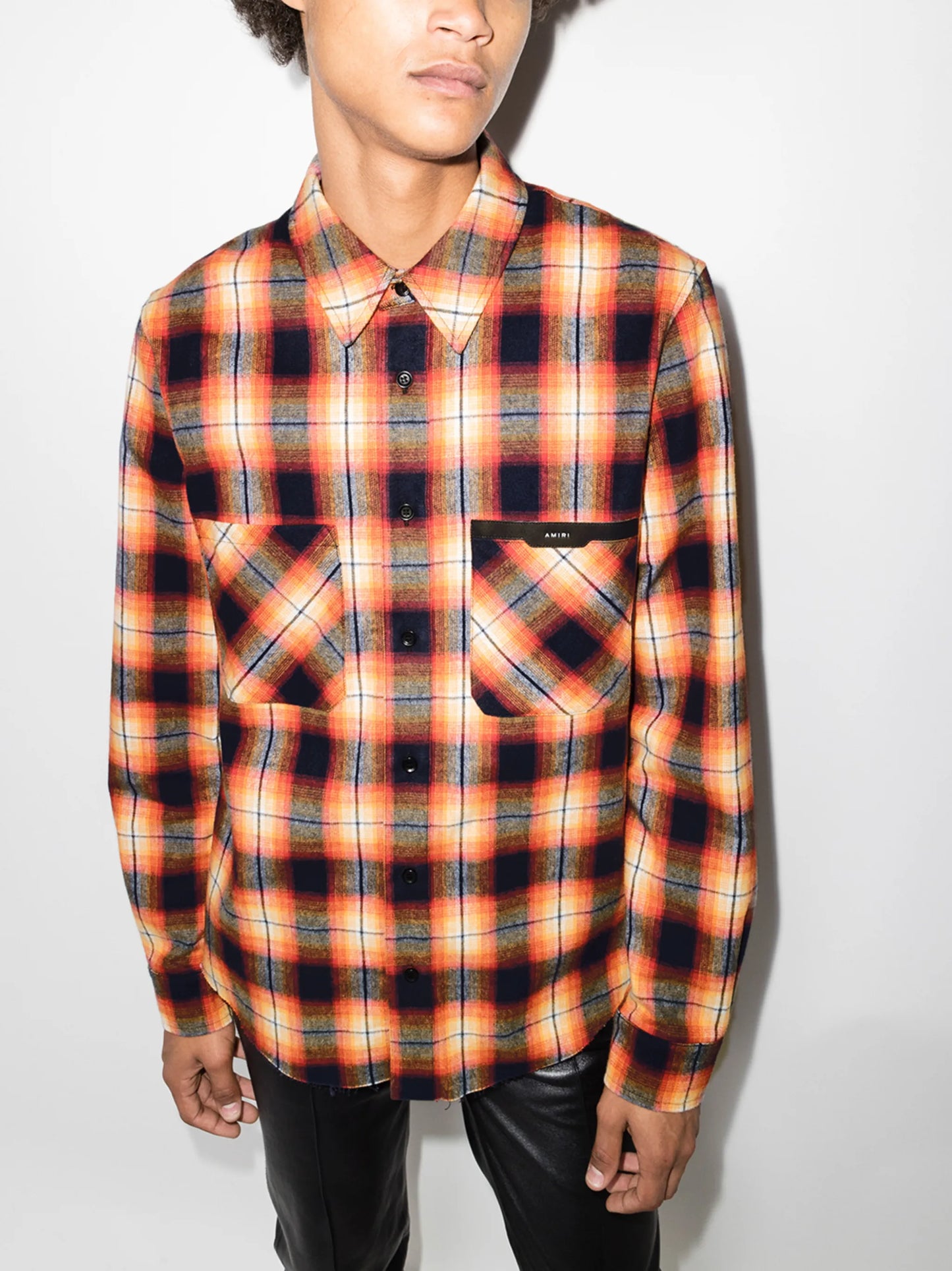 LOGO FLANNEL Casual Button-Down Shirts "Orange"