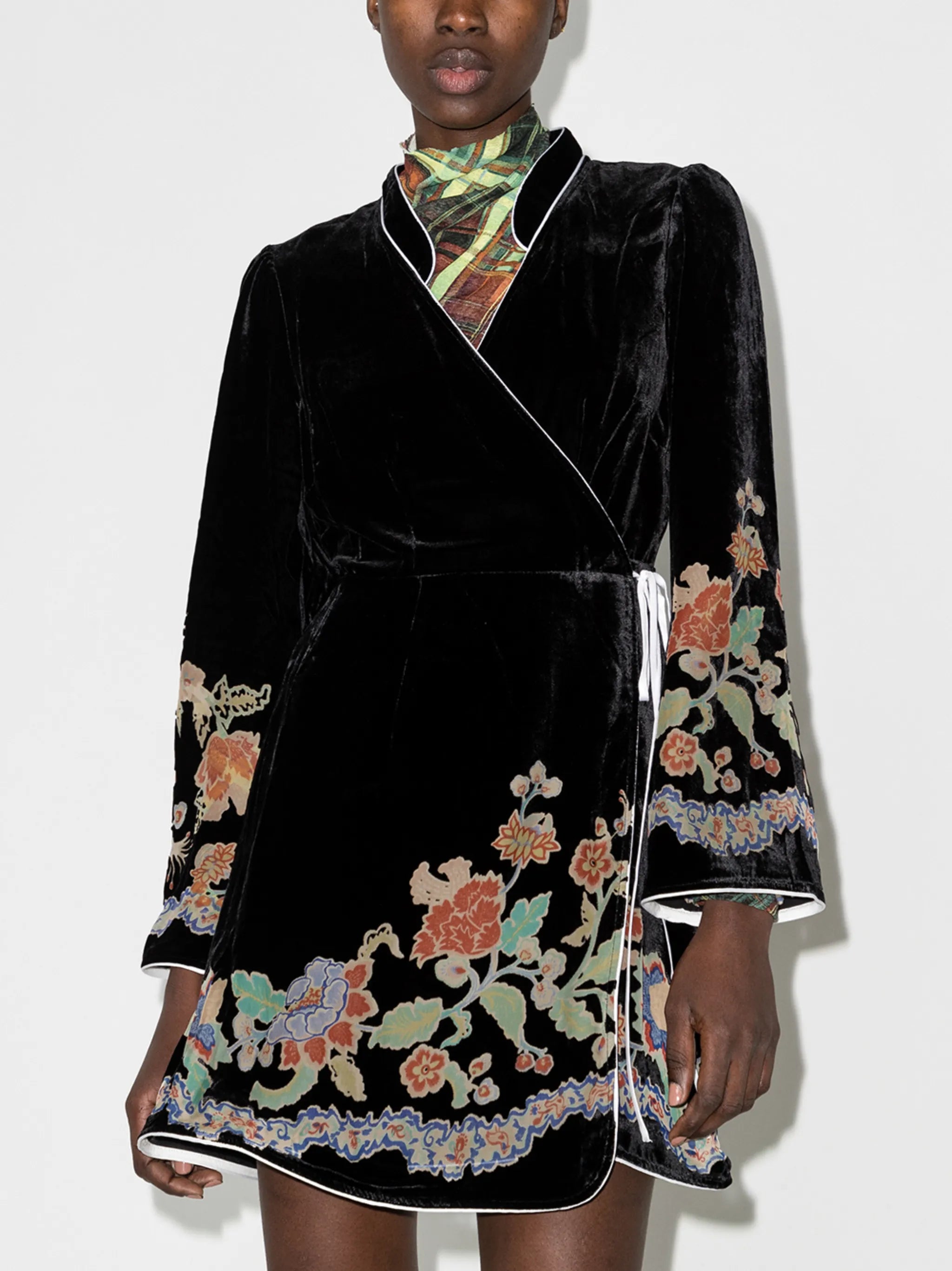 Iris floral wrap dress