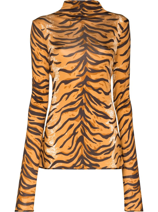 animal-print long-sleeved T-shirt