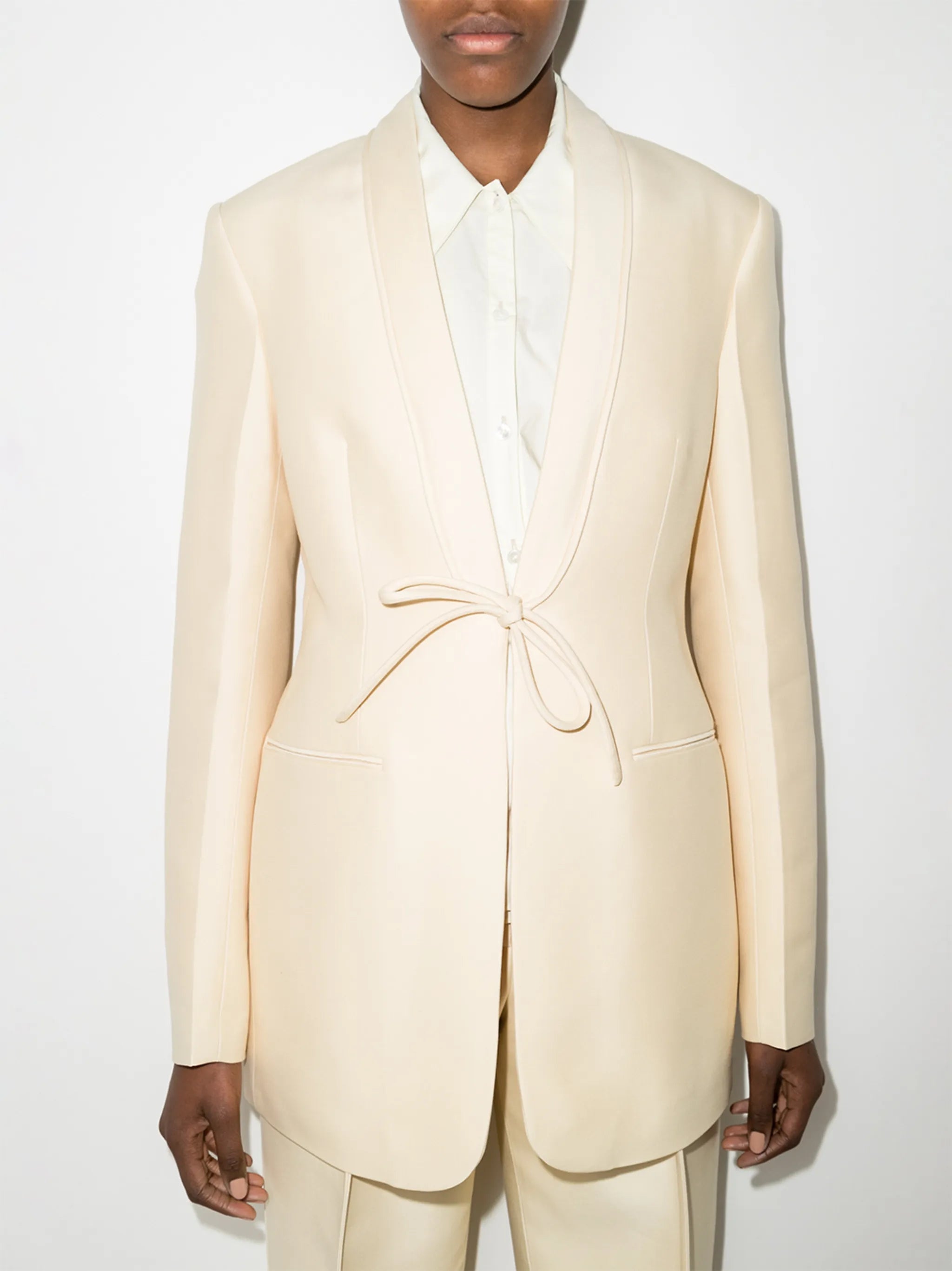 tie-front single-breasted blazer