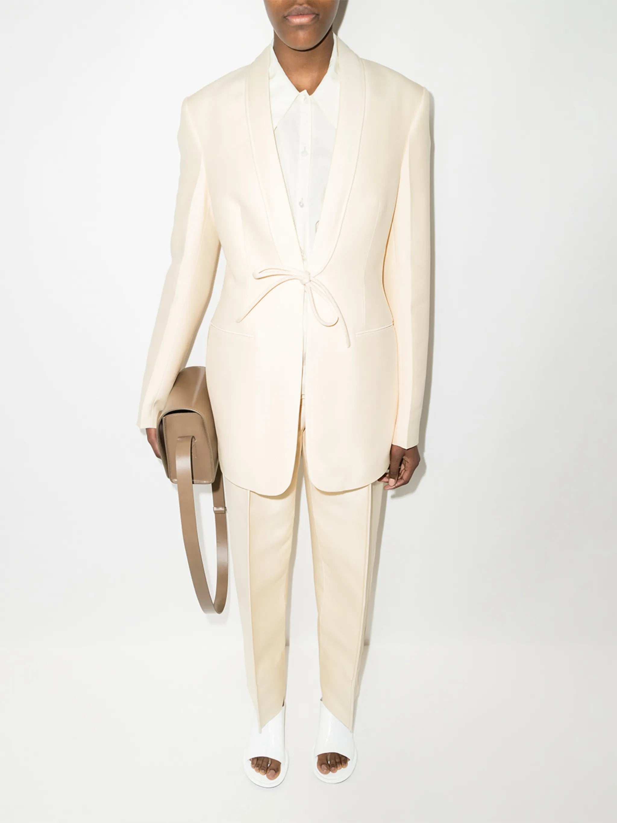 tie-front single-breasted blazer