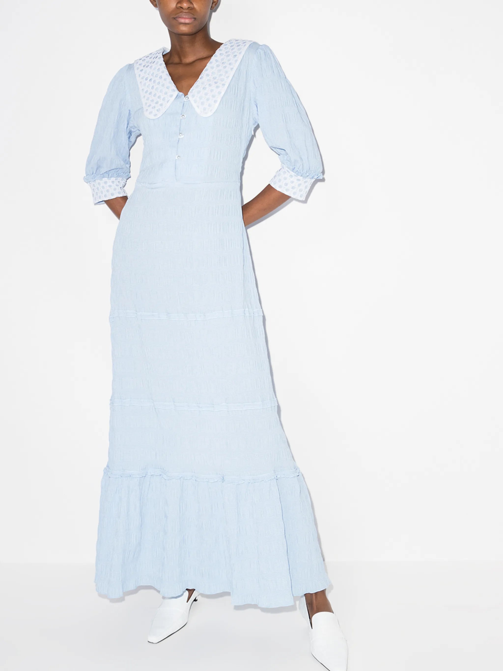 crochet-trim maxi dress