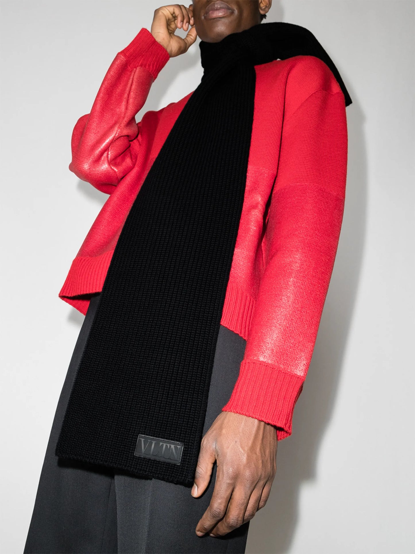 VLTN logo patch knitted scarf
