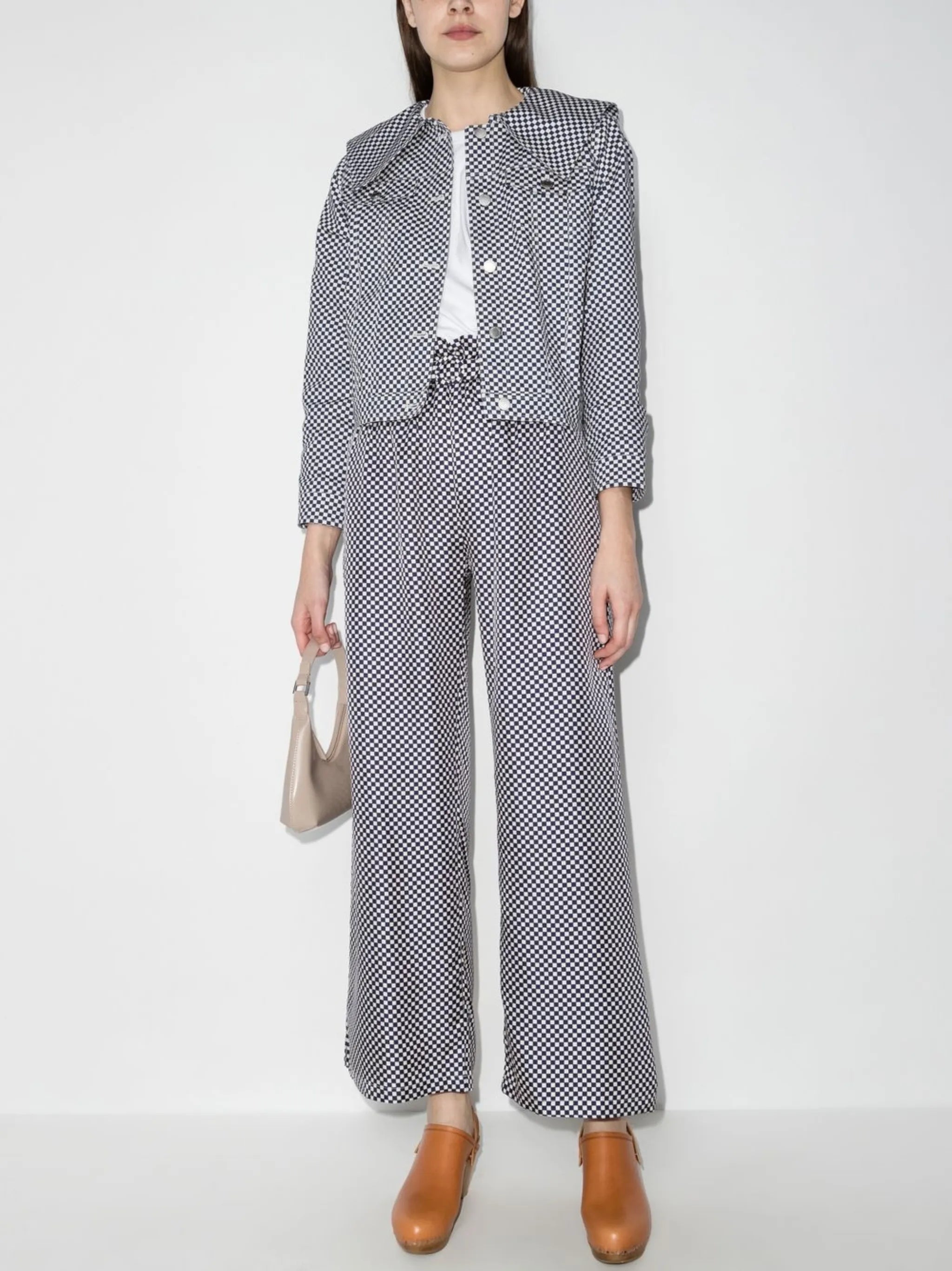 Adira check-print denim jacket