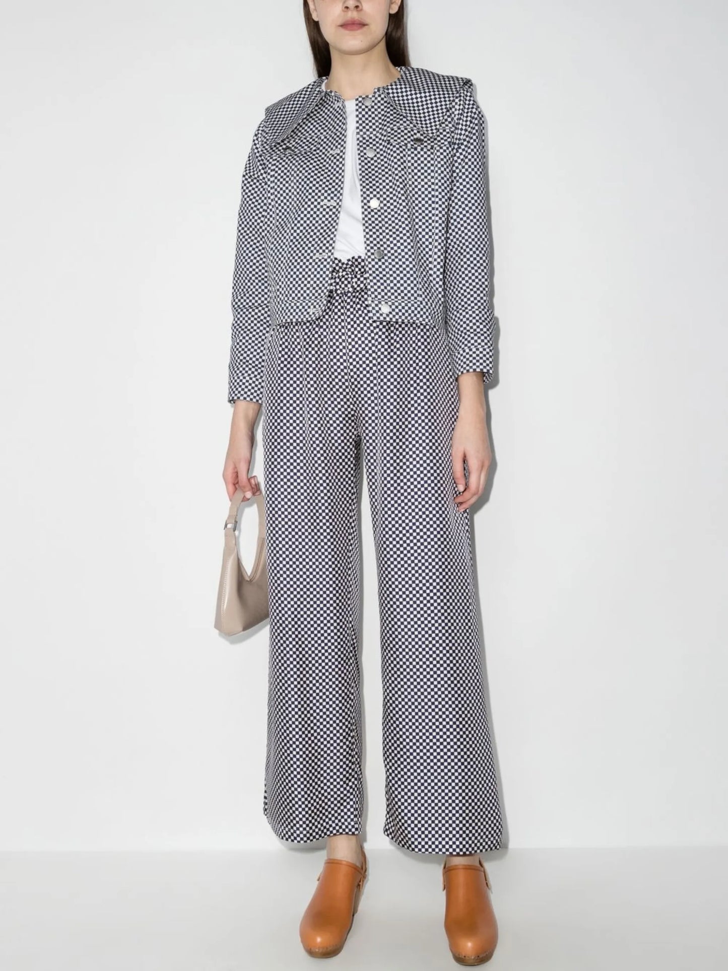 Adira check-print denim jacket