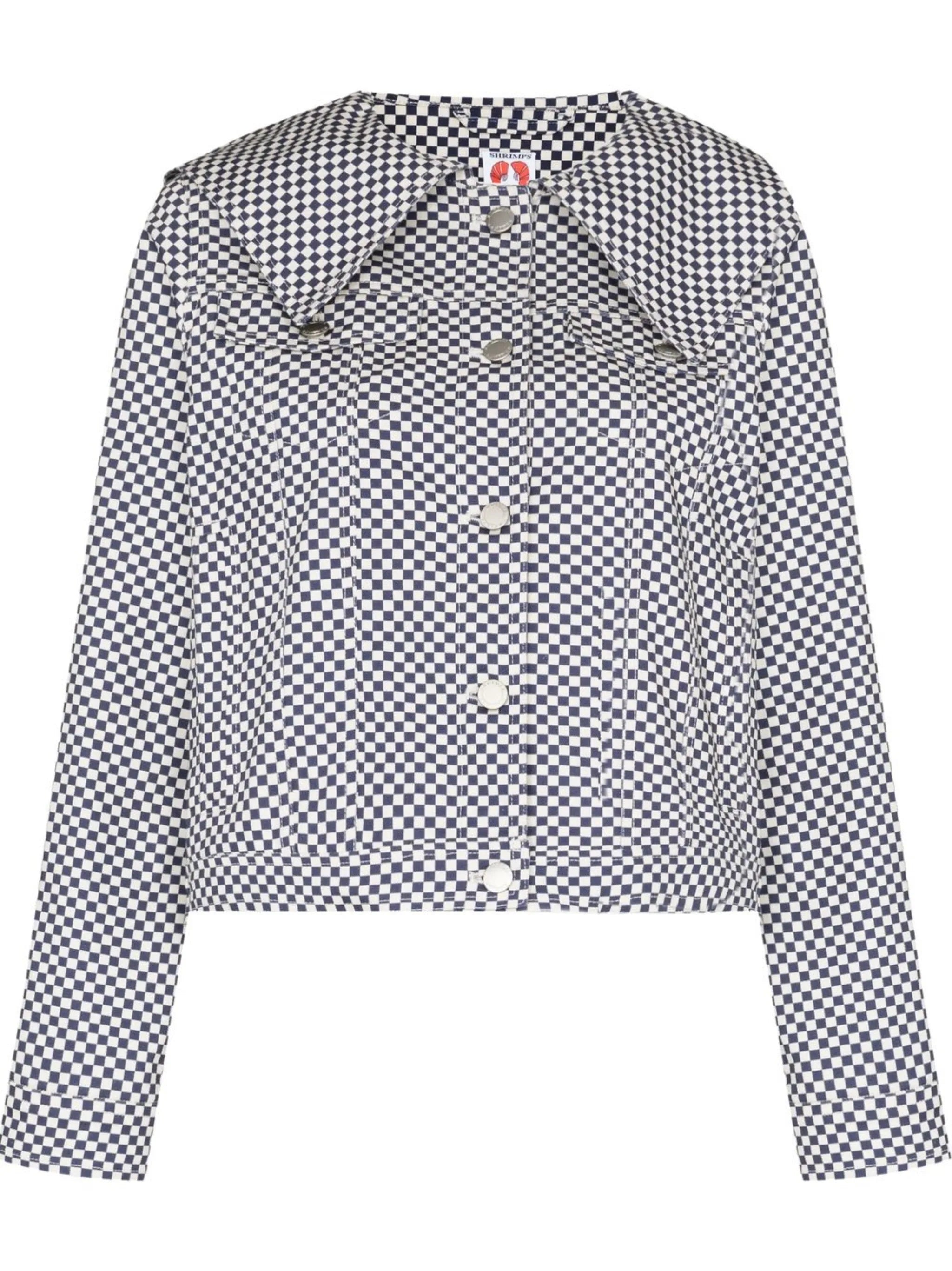 Adira check-print denim jacket