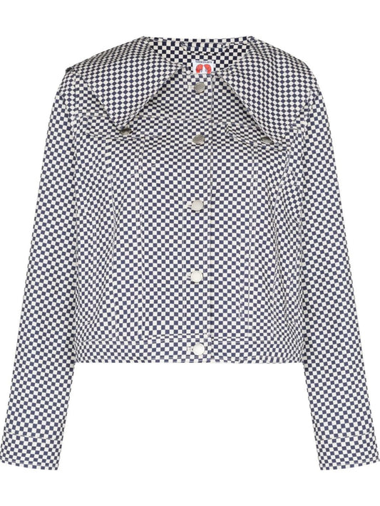 Adira check-print denim jacket