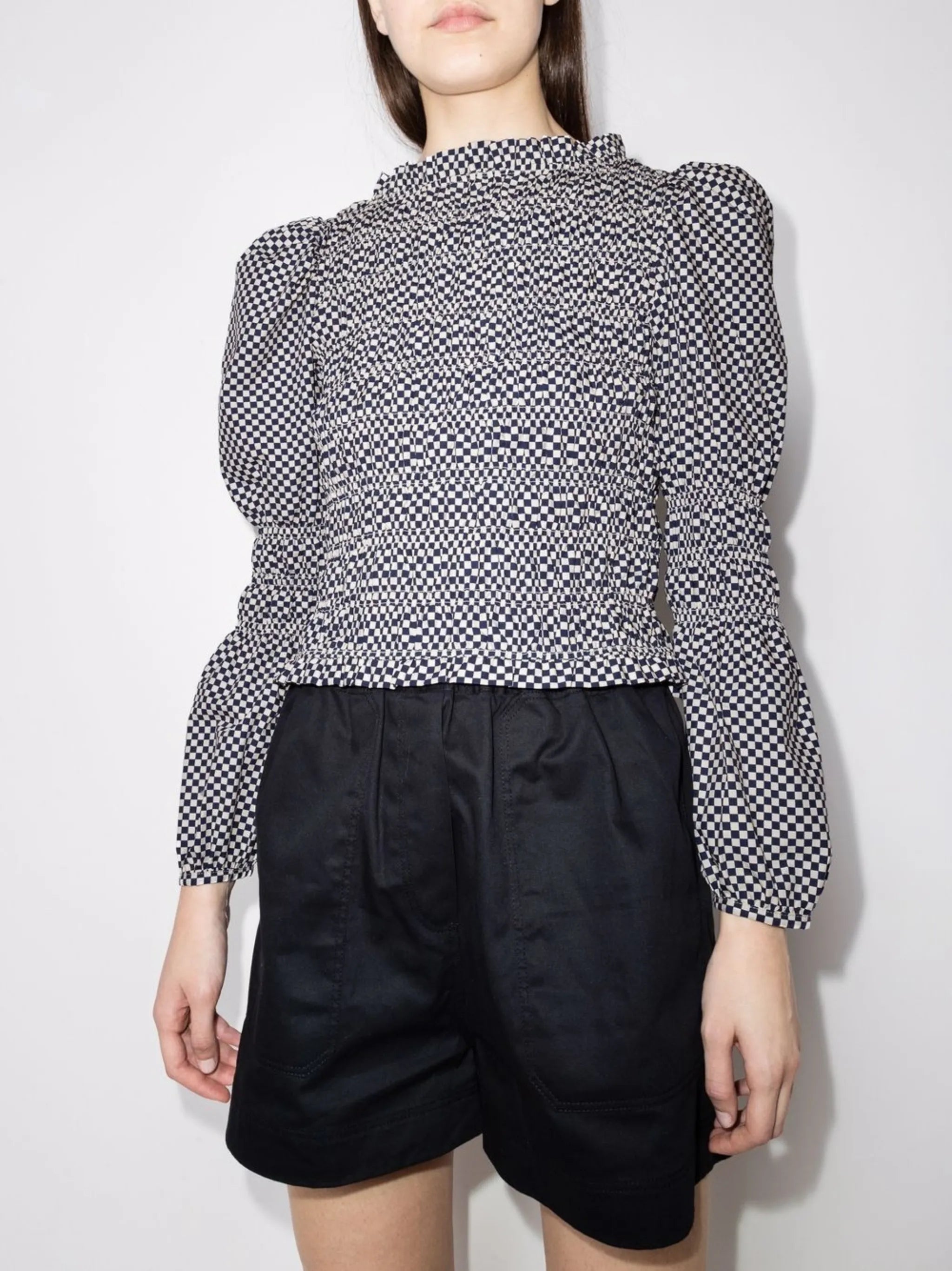 Antoon gingham-check blouse