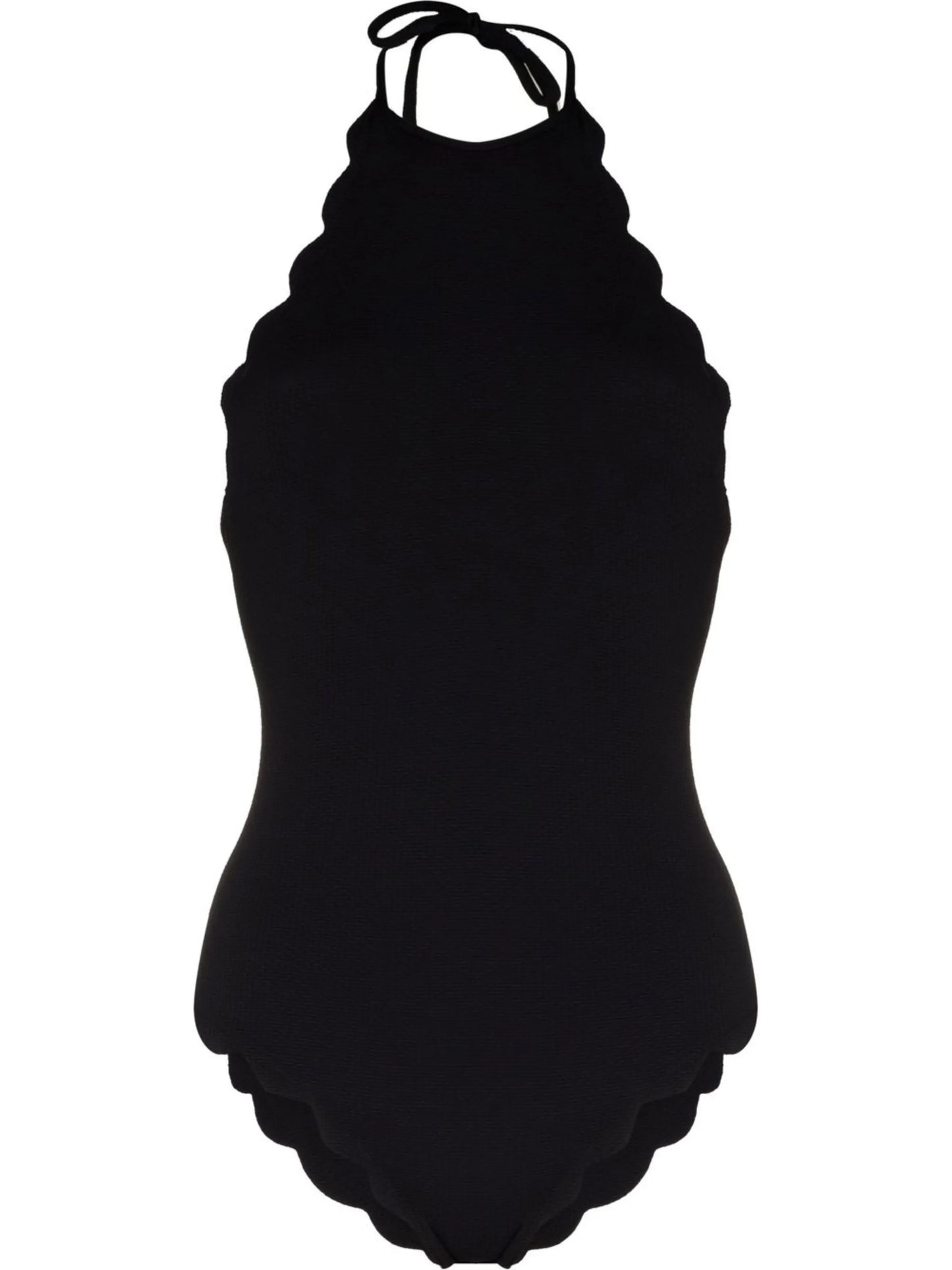 scallop-hem halterneck swimsuit